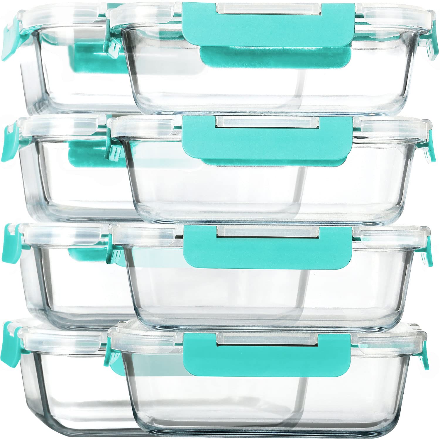 [8-Pack,30 oz]Glass Meal Prep Containers,MCIRCO Glass Food Storage Containers,Airtight Glass lunch Containers with Lids, Microwa