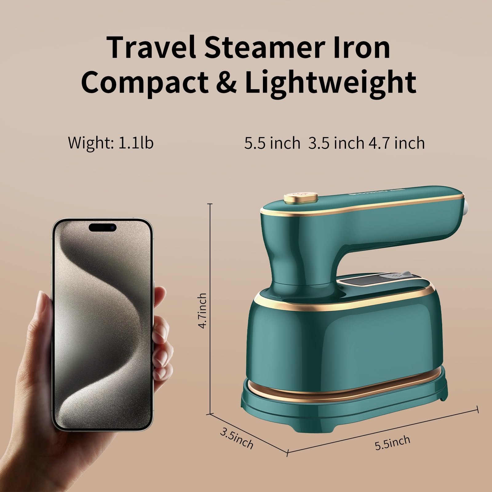 Travel Steamer For Clothes -1000W Small Steam Irons Foldable For Wrinkle Removal, Compact & Light Weight, Portable Mini Steamer
