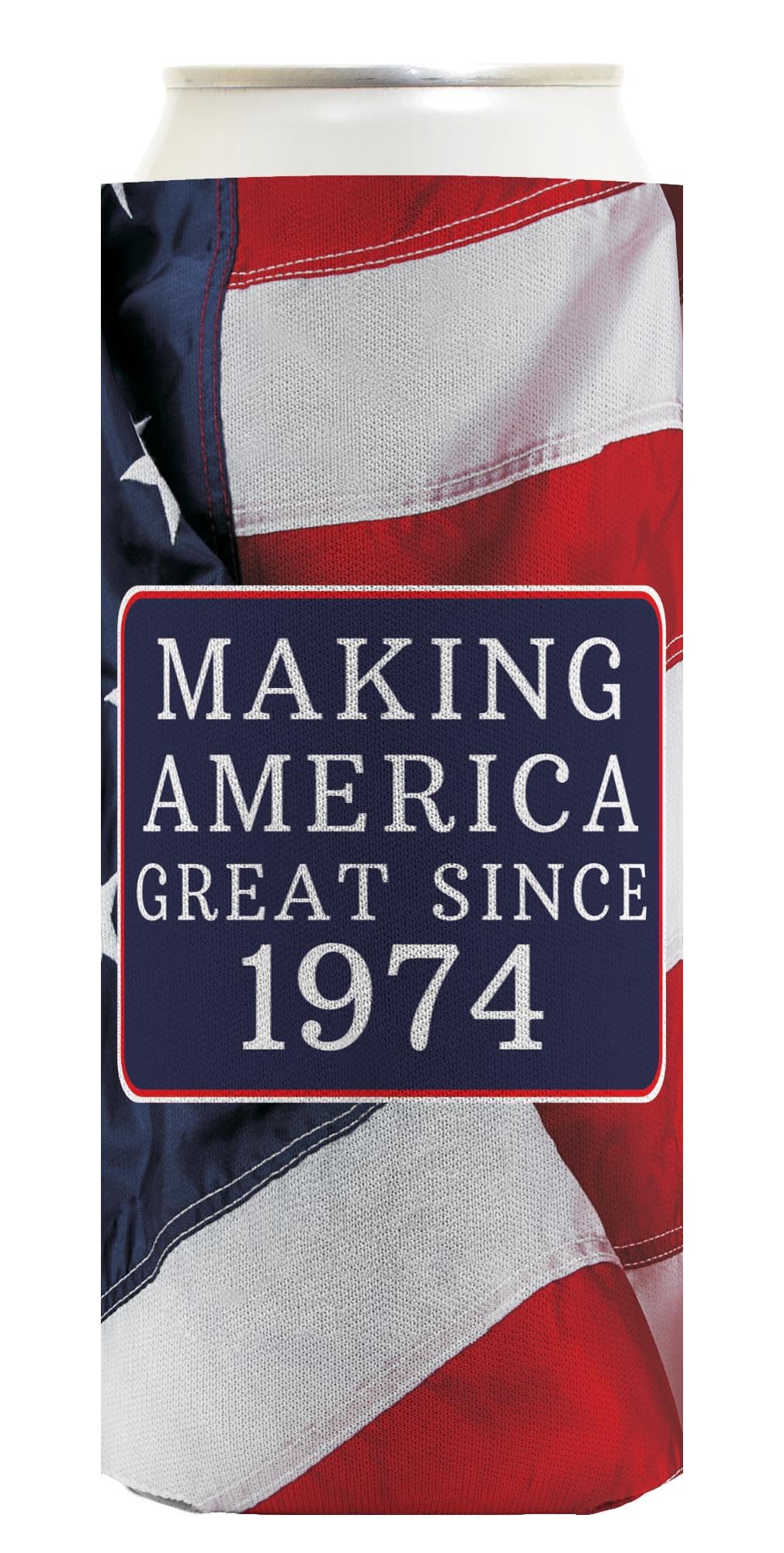 50Th Birthday Coolie Making America Great Since 1974 12-Pack Ultra Slim Can Coolies Us Flag