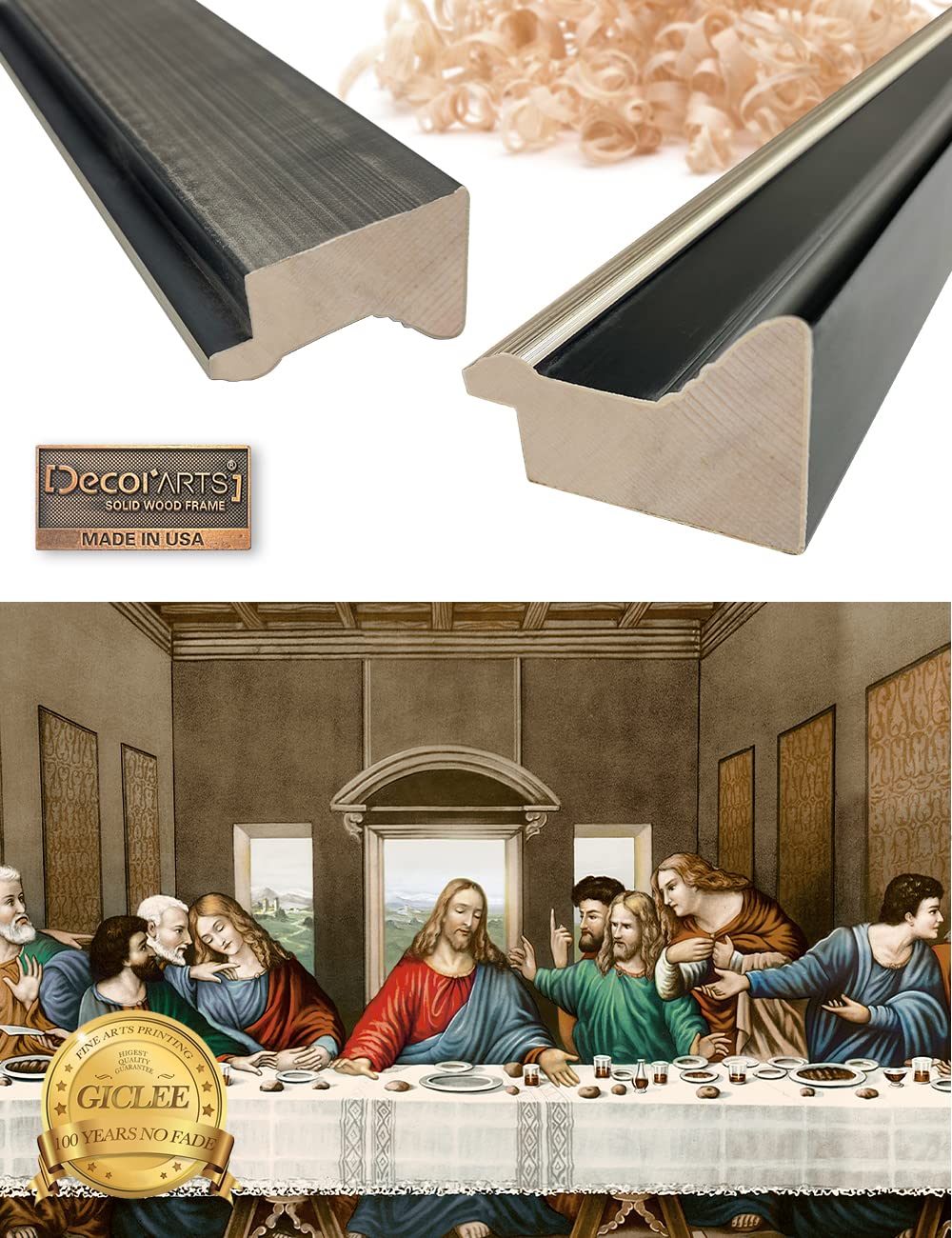 Decorarts - The Last Supper By Leonardo Da Vinci Giclee Reproducation, Giclee Prints Acid Free Cotton Canvas With Matching Black