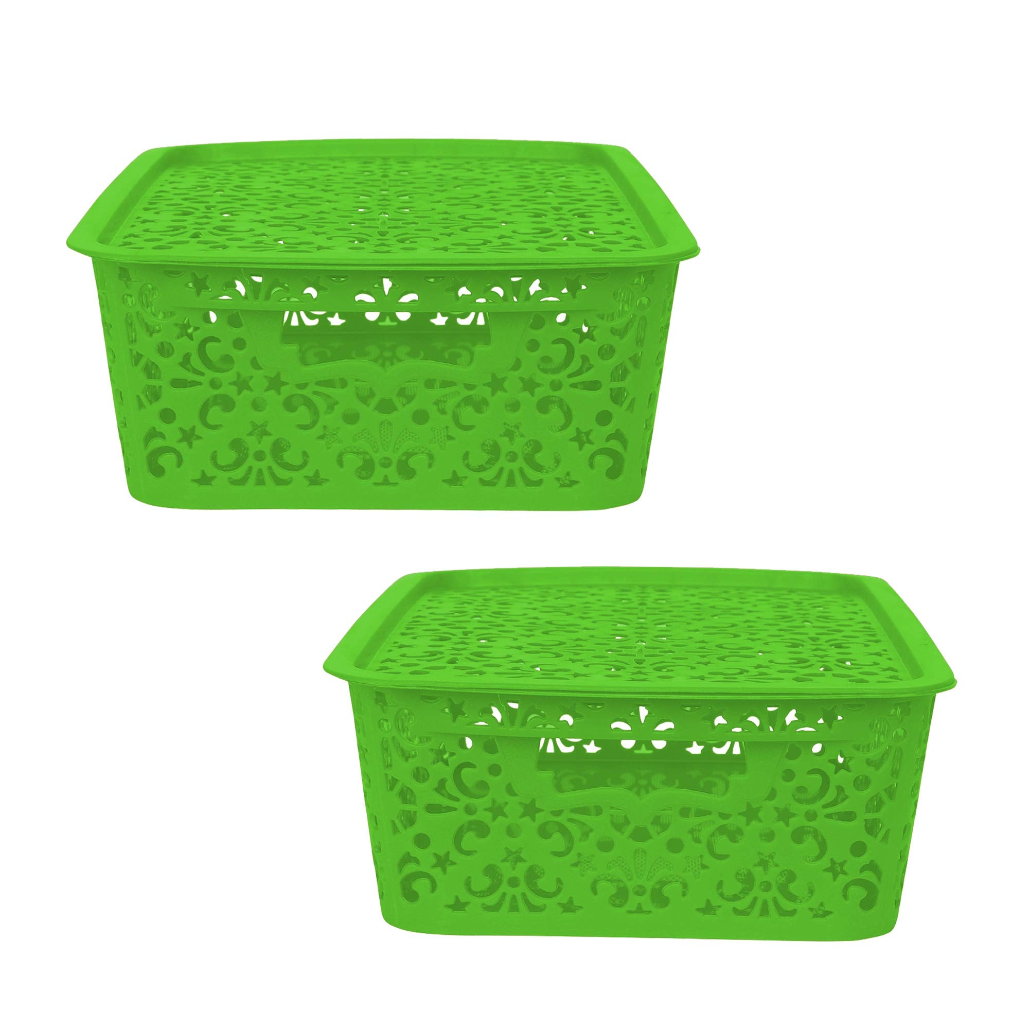 Cutting Edge Turkish Baskets Bin With Lid Medium For Laundry Organization, Kitchen, Vegetables, Toys, Books, Office, Stationery,