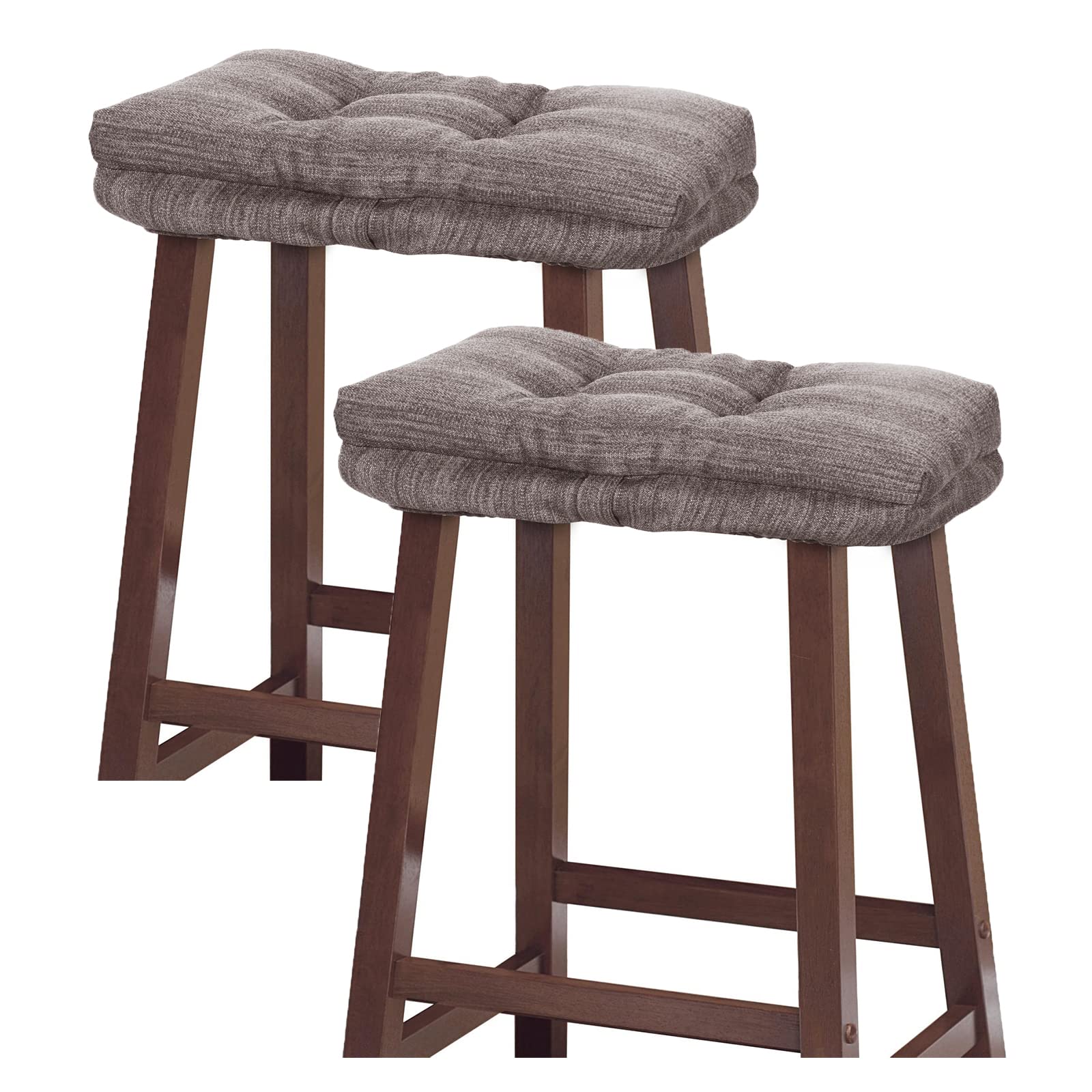 Baibu Set Of 2 Saddle Stool Cushions, Super Soft Bar Stool Cushion Saddle Stool Seat Cushions With Ties - 2 Pads Only (Khaki, 18
