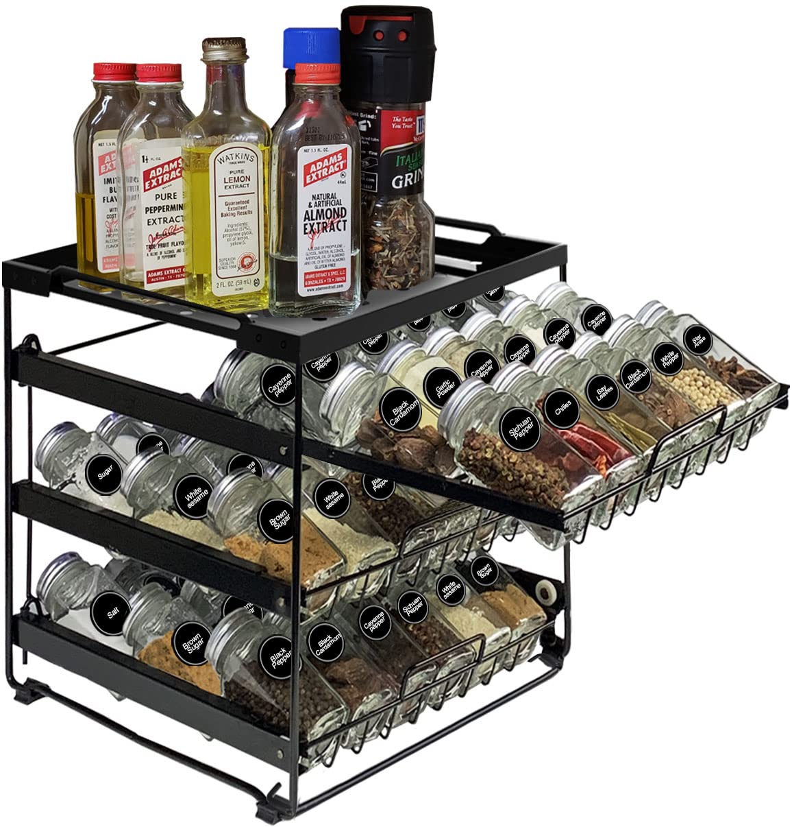Artibear Upgraded Pull Out Spice Rack Organizer For Cabinet Storage Upto 54 Jars, 3-Tier Seasoning Shelf Holder For Kitchen Pant
