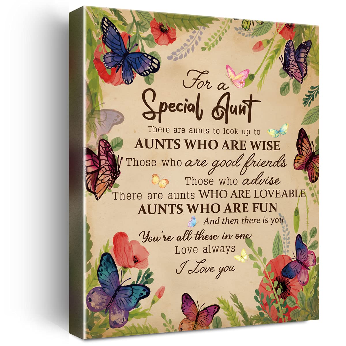 To My Aunt Saying -Hangable Canvas Poem Prints Framed Poster Wall Art For Aunt From Niece-Meaningful Aunt Gifts,Aunt Home Bedroo