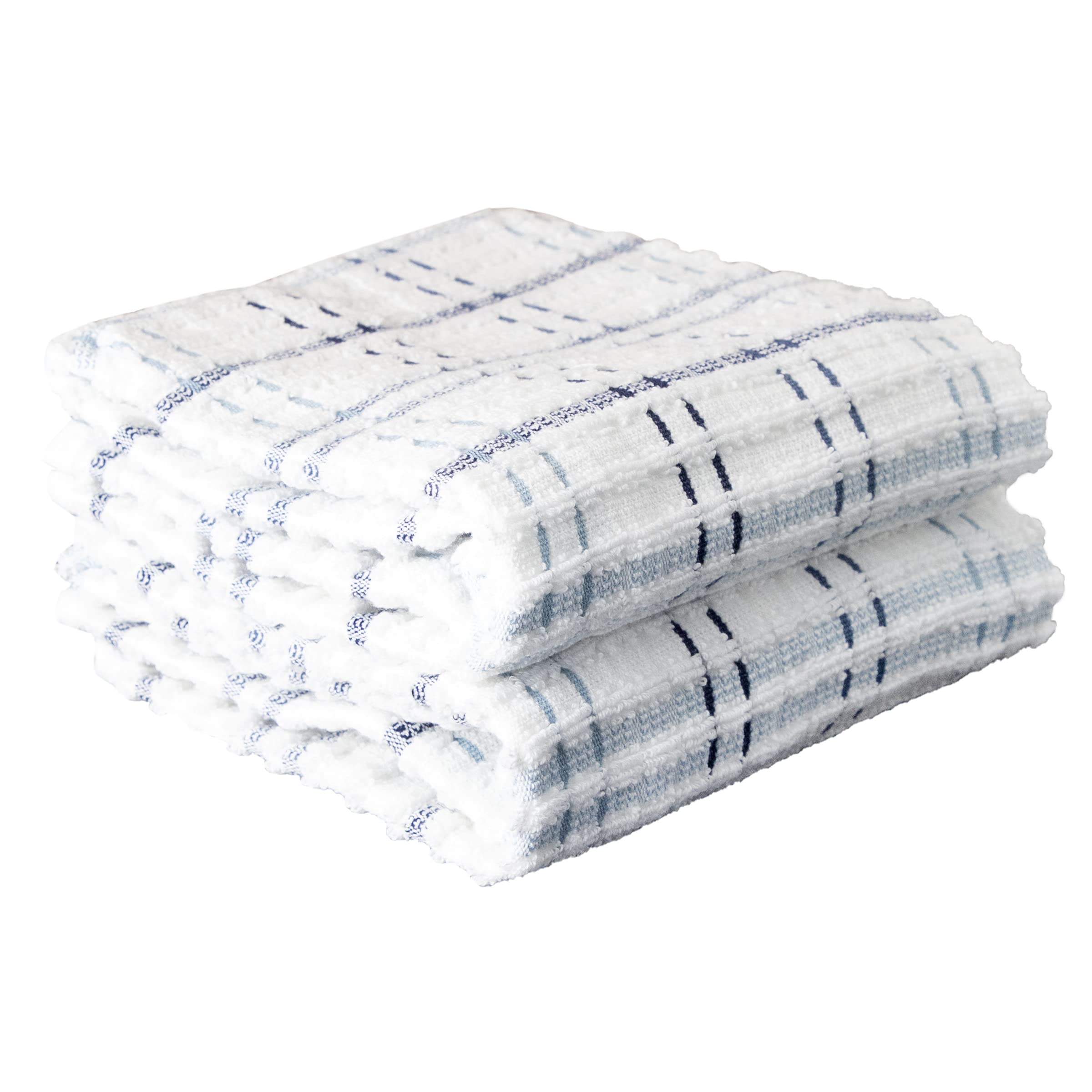Ritz Royale Collection 100% Combed Terry Cotton, Highly Absorbent, Oversized Kitchen Towel Set, 28'' X 18'', 2-Pack, Checked, Fe