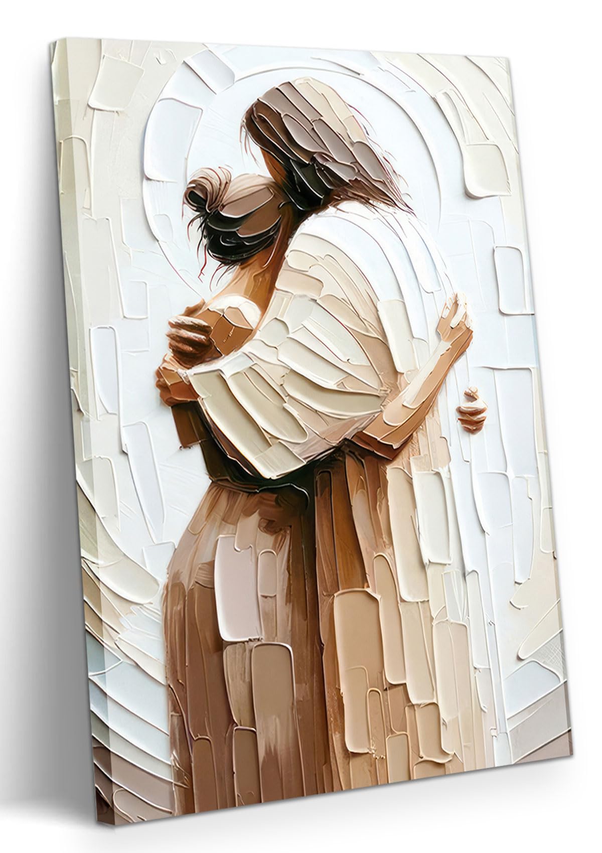 Jesus Embracing Woman Canvas Wall Art, Safe In His Arms Pictures Canvas Print Posters Wall Decor, Christian Wall Art Home Decor