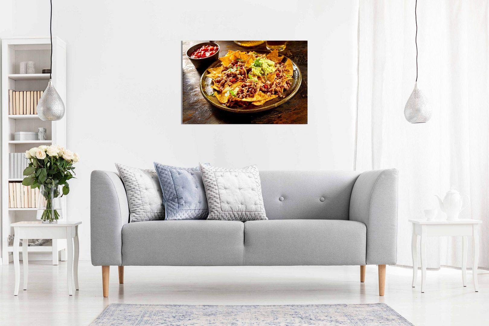 Mexican Restuarant Food Nachos Canvas Wall Art Picture Print Home Decor (36X24In)