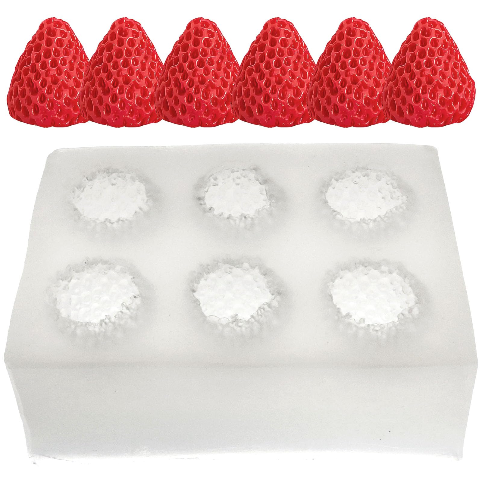 safycaby 3D Strawberry Silicone Mold 6 Cavity Strawberry Fondant Mold Cupcake Decorating Tool for Cake Top Decoration