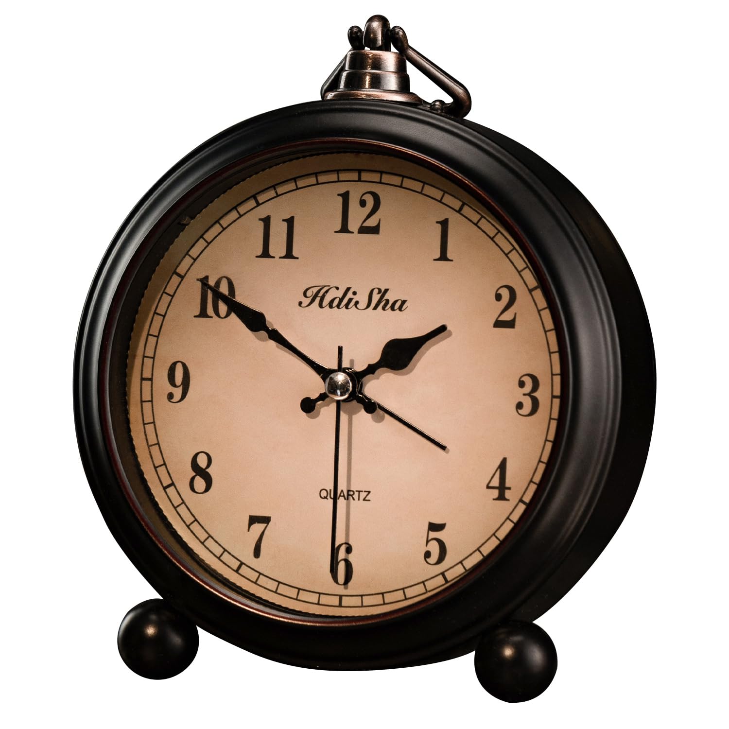 Hdisha Vintage Alarm Clock, 5 inch Battery Operated Silent Non Ticking Snooze Small Clock with Night Light, Old Fashioned Desk C