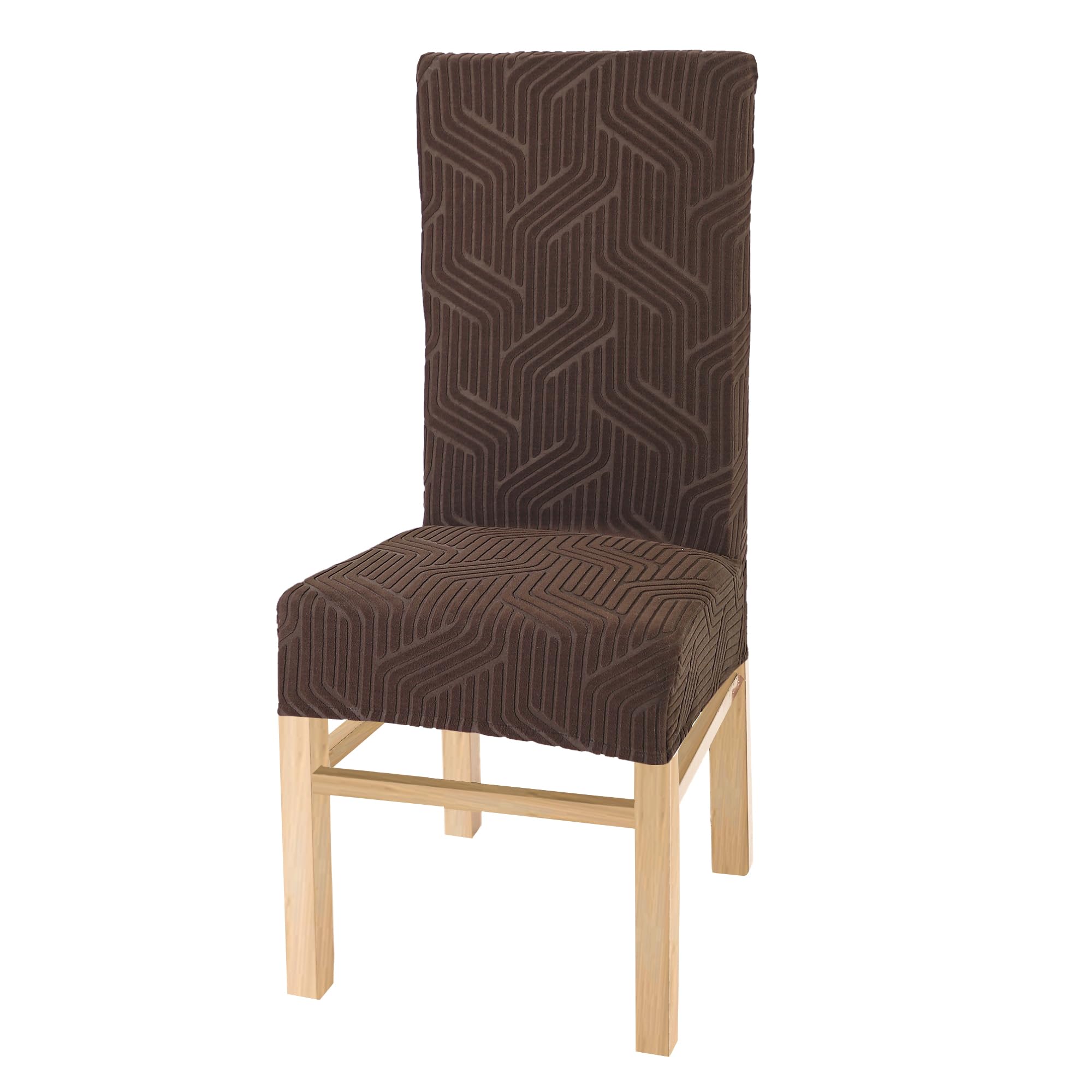 Yellow Weaves Elastic Stretchable Dining Chair Cover, Removable Washable Elastic Self Jacquard Dining Chair Covers (1 Piece, Cof