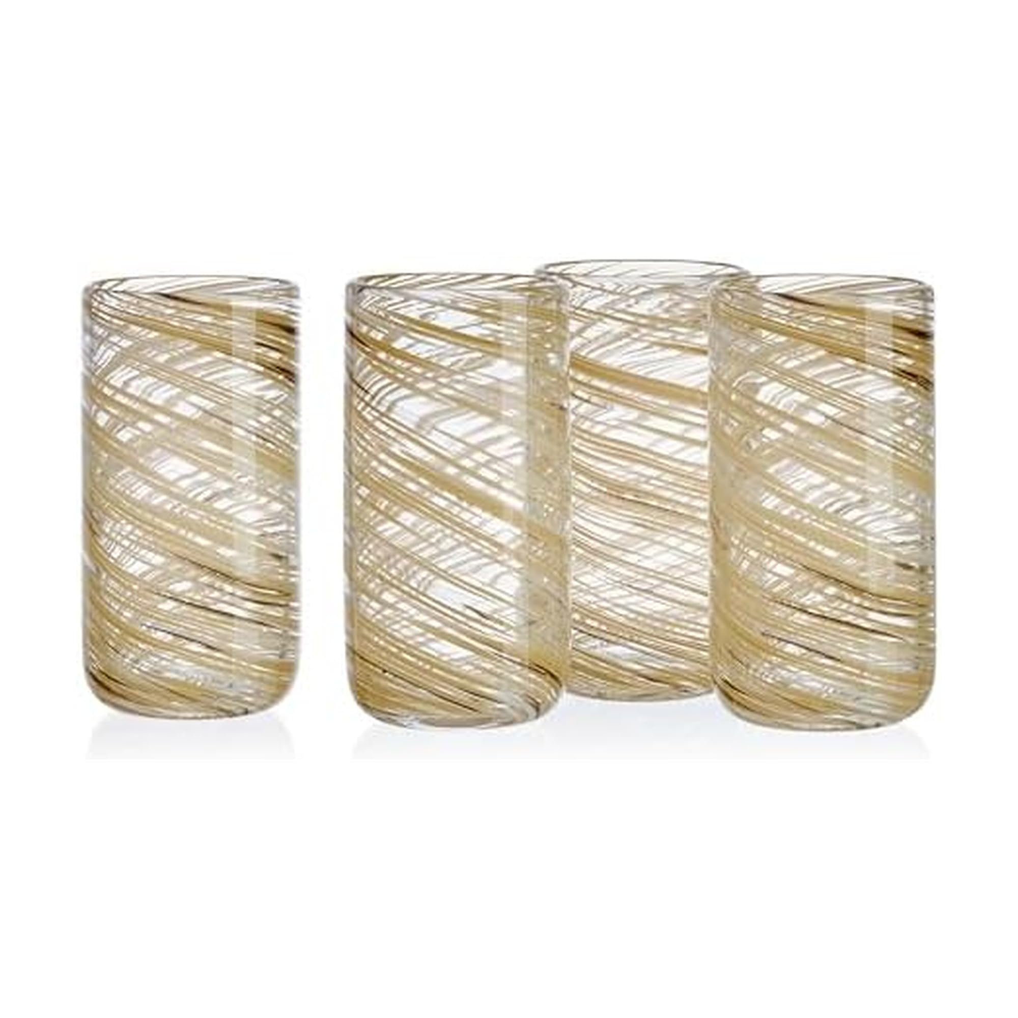 Mikasa Color Swirl Honey Set of 4 Highball Tall Beverage Drinking Glasses, 18 Ounce