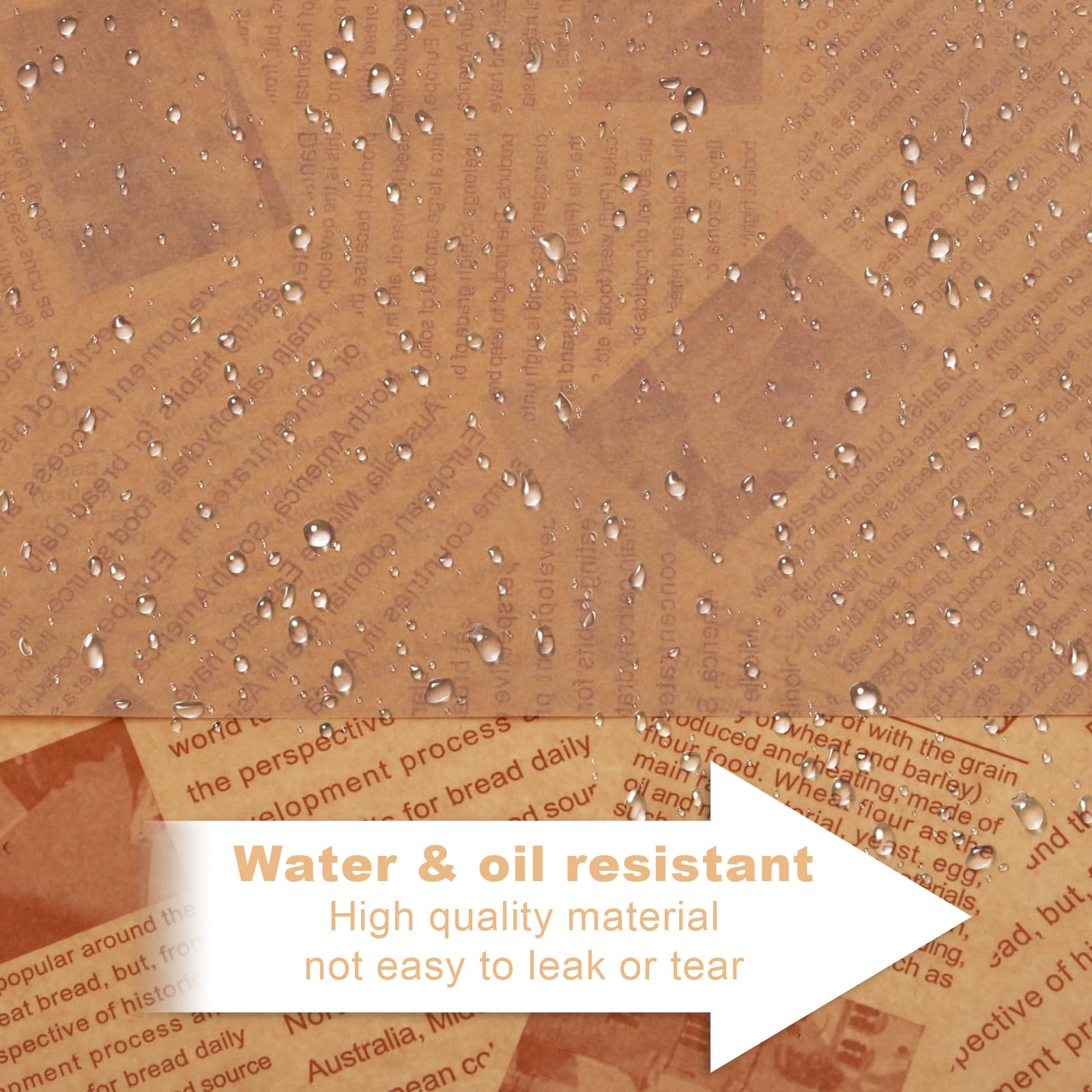 200 Pcs Deli Wax Paper Sheets For Food Basket & Plate Liners 12 X 8 Inch Old Newspaper Style Printed Greaseproof Deli Paper For