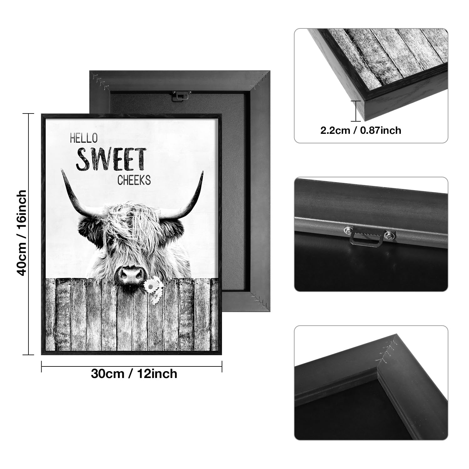 Artinme Highland Cow Bathroom Wall Art Funny Farmhouse Pictures For Bathroom Decor Country Cattle Painting Canvas Print Decor Fo