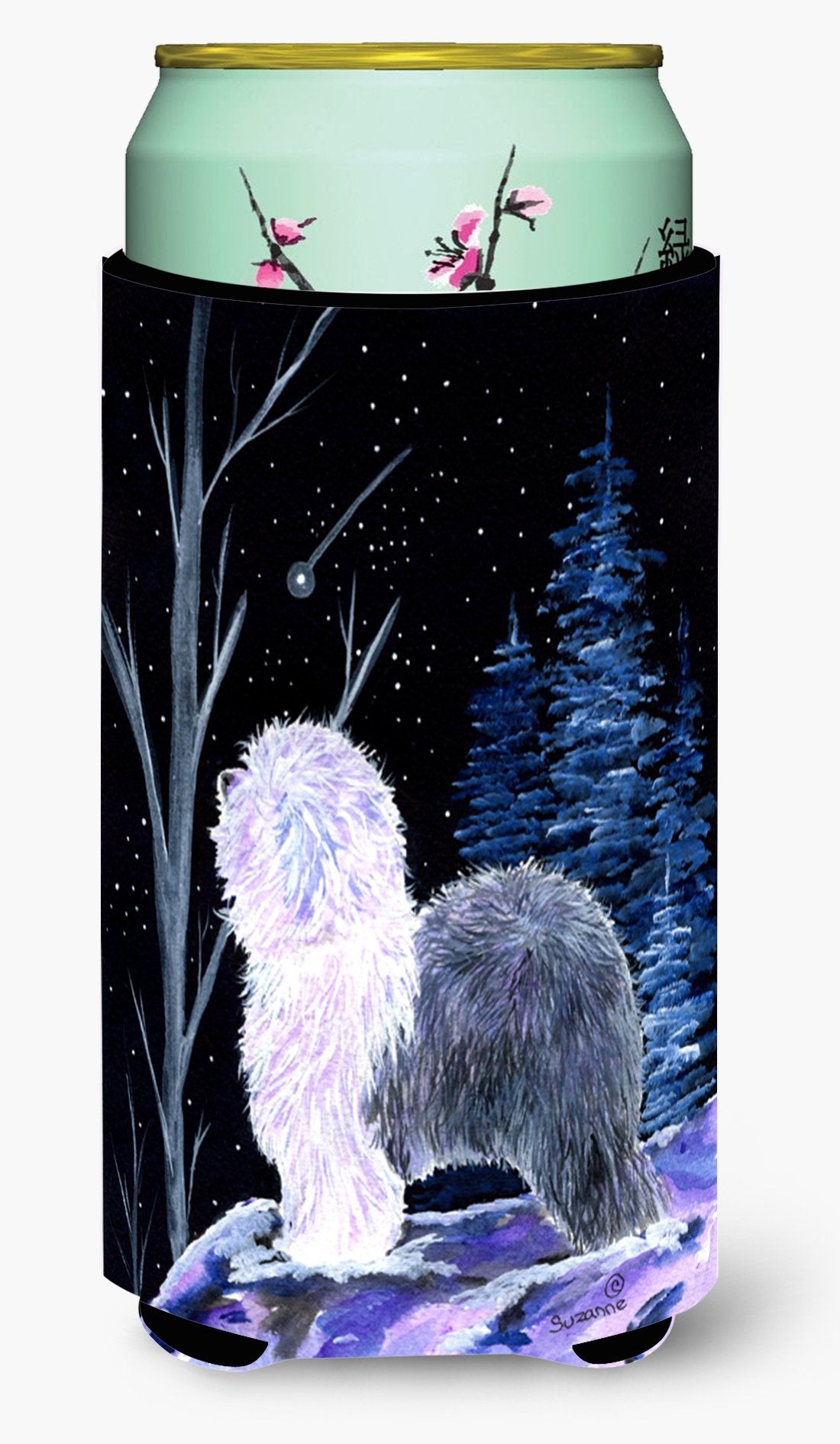 Starry Night Old English Sheepdog  Tall Boy Beverage Insulator Beverage Insulator Hugger