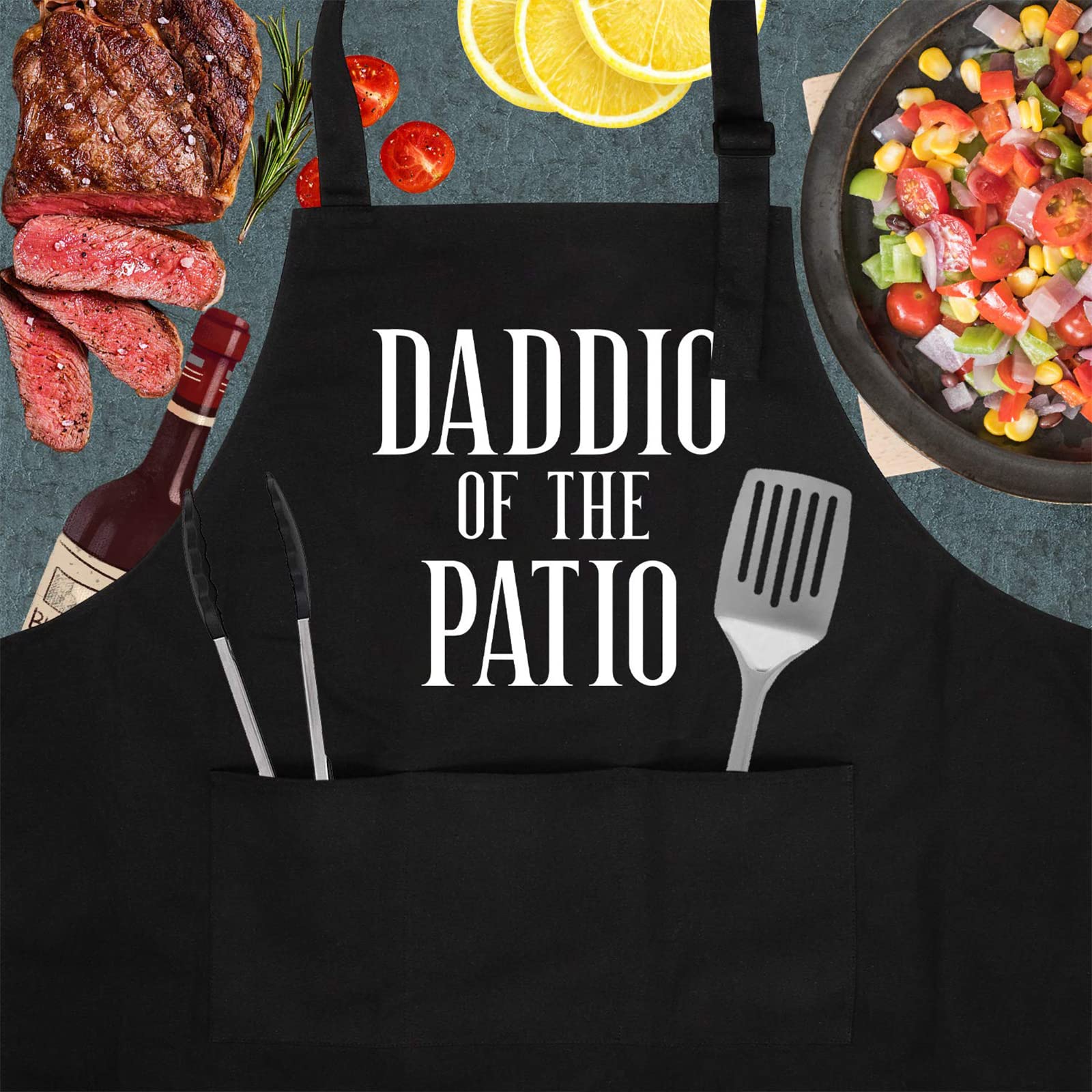 Miracu Grill Apron For Daddy - Daddio Of The Patio - Dad Gifts From Daughter, Son - Funny Valentines, Birthday Gifts For Dad, Be