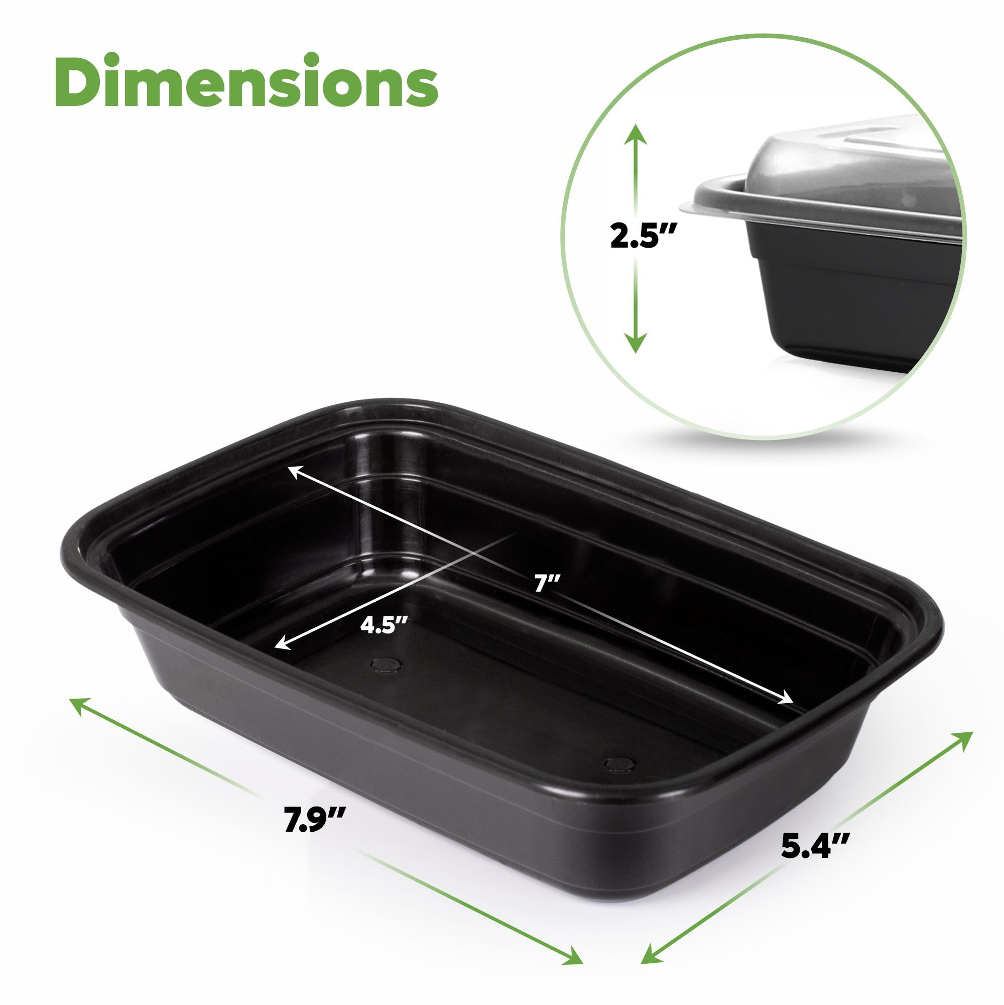 Comfy Package [24 Oz - 50 Pack - 1 Compartment Reusable Meal Prep Containers - Microwaveable, Dishwasher And Freezer Safe, Bpa-F