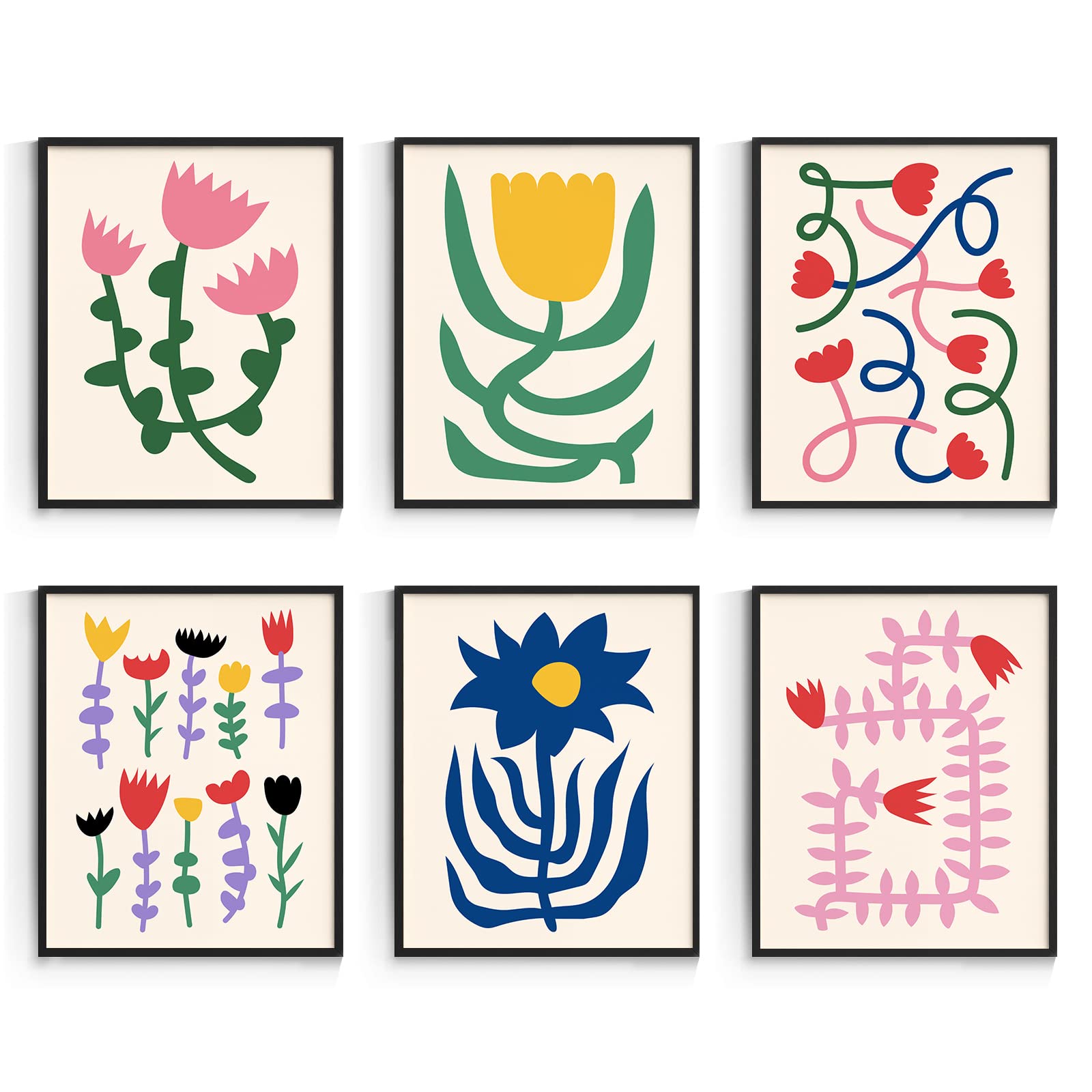 Habseligkeit Boho Wall Art Prints, Flower Market Retro Posters, Vintage Danish Pastel Art Prints, Colorful Abstract Girls Room D