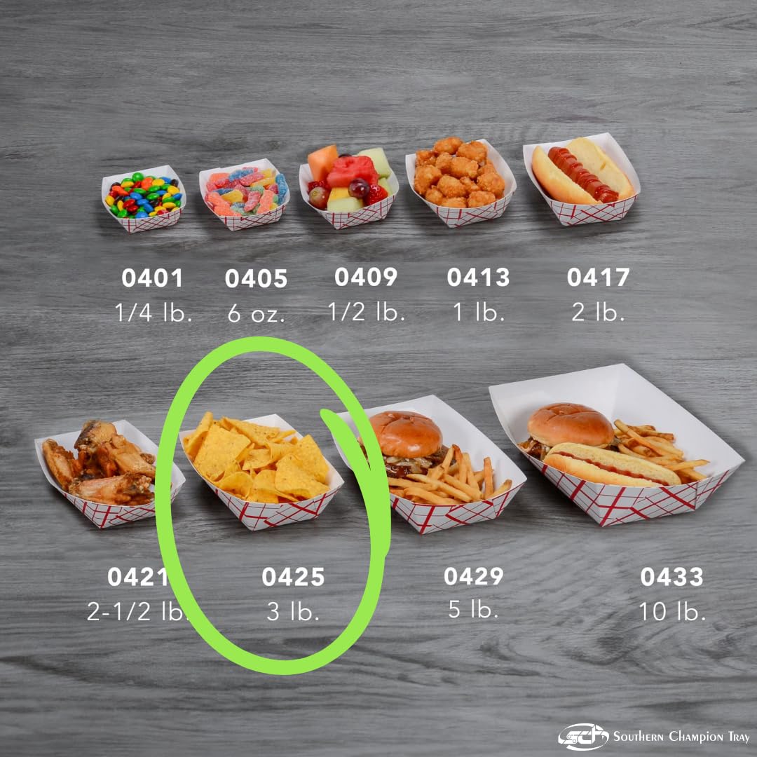 Southern Champion Tray 0425 #300 Southland Paperboard Food Tray, 3 Lb Capacity, Red Check (Case Of 500)