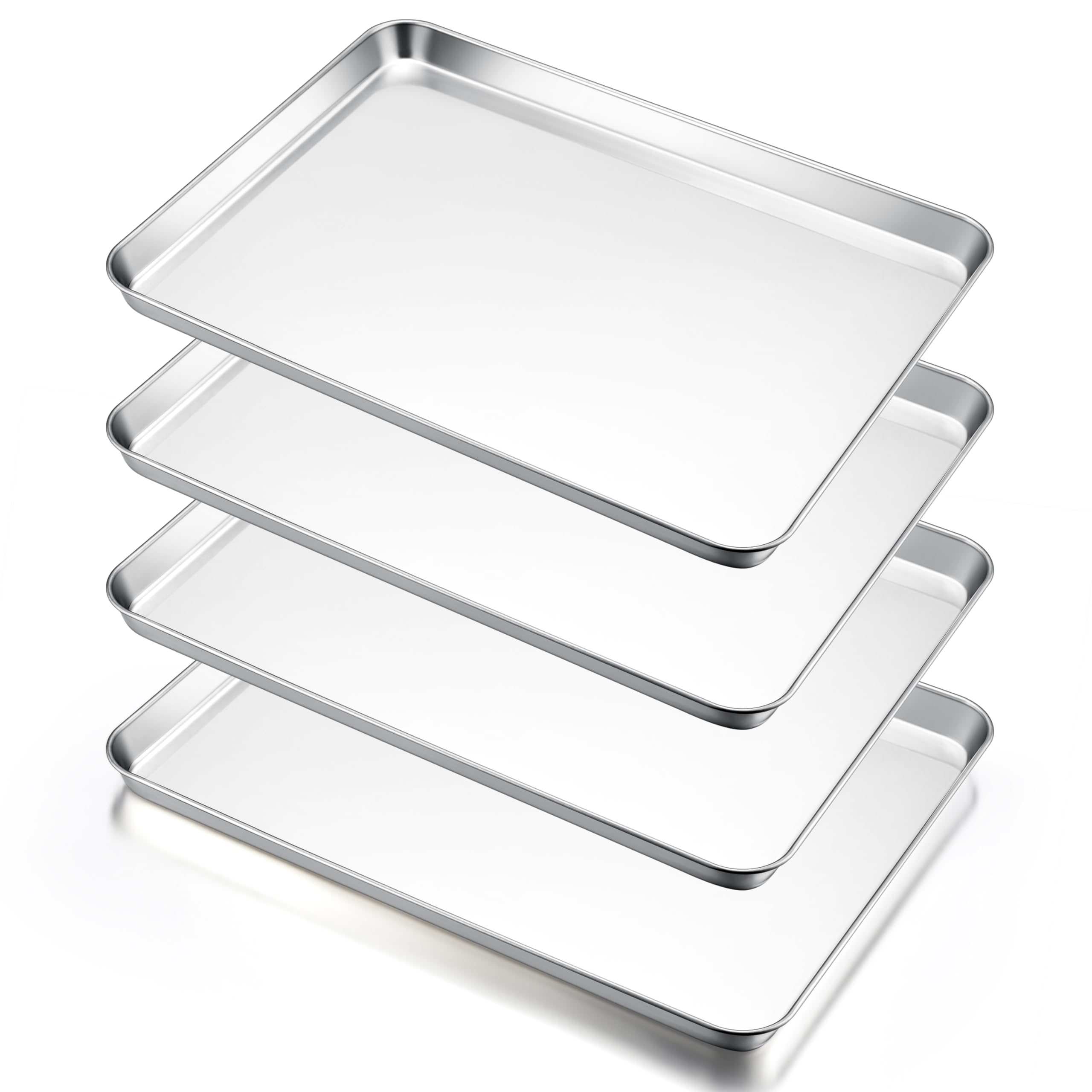 E-far Large Baking Sheets Set of 4, 20   x14    Stainless Steel Cookie Sheet Pans for Oven, Non Toxic Big Metal Baking Tray for 