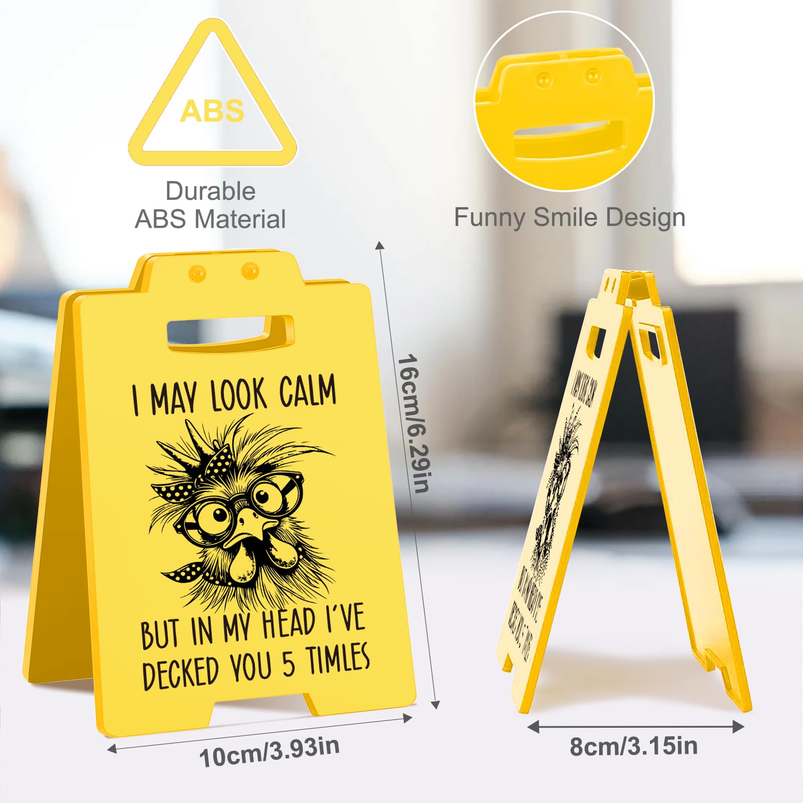 Funny Work Gifts I May Look Calm Desk Sign-Funny Chicken Western Humor | Small Office Gifts for Coworkers Friends, Cute Office D