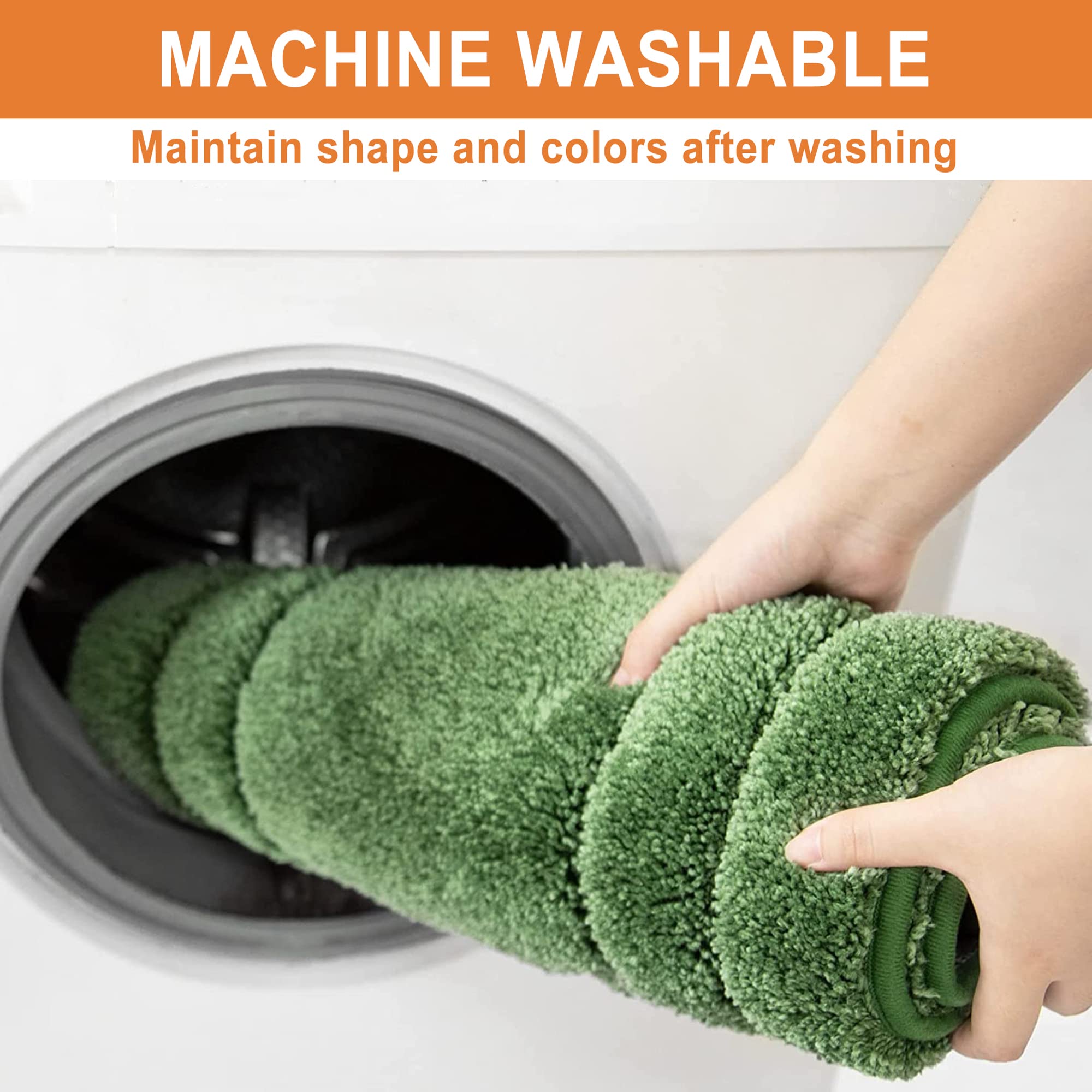 BEQHAUSE-Non-Slip-Bathroom-Rugs-Soft-Absorbent-Bath Mats for Bathroom Polyester Bath Mat Machine Washable Quick Dry Shaggy Shower Mat for Bathroom  Bathtub and Sink 24''x48'' Green