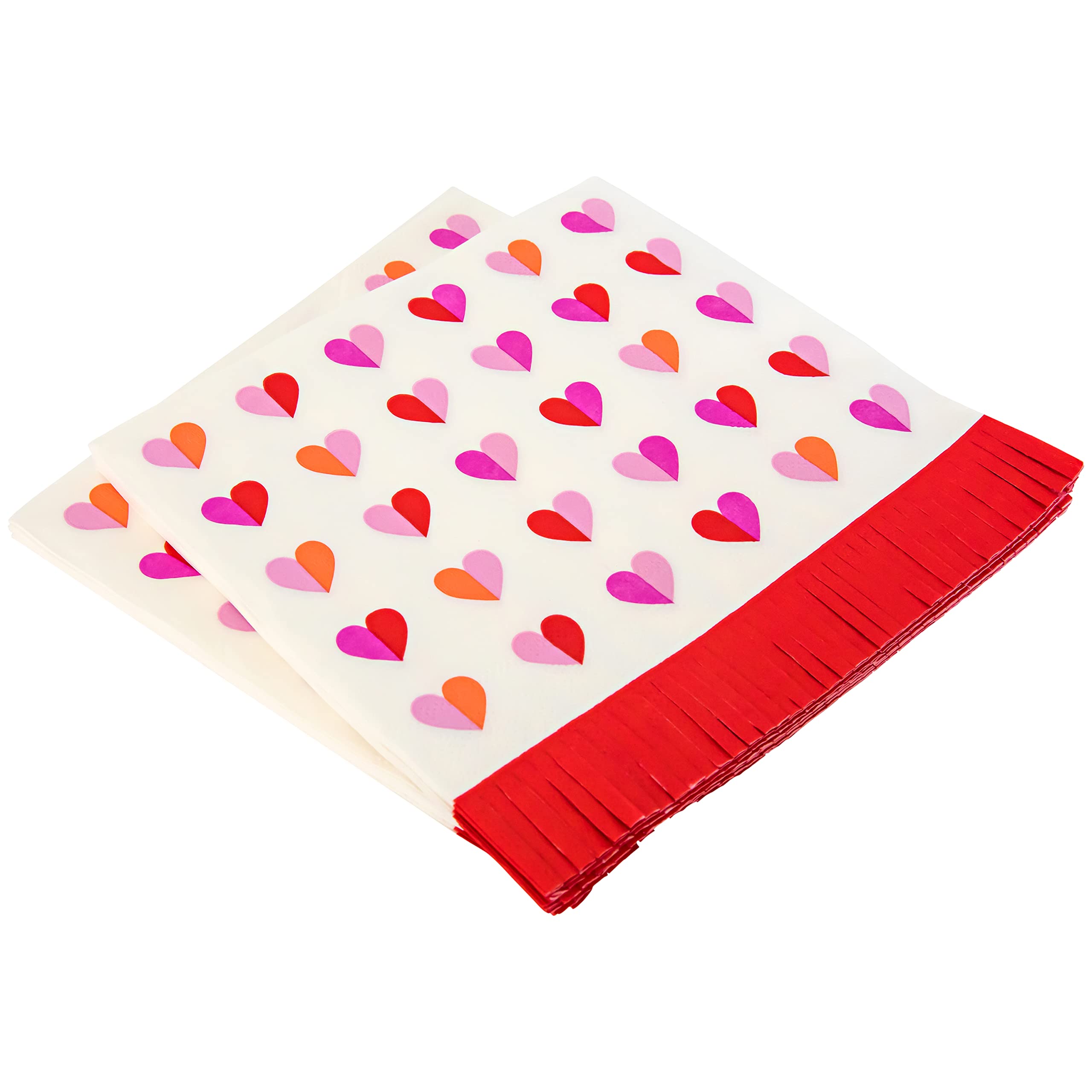 With All My Heart Lunch Napkin With Die Cut Fringe Border (20 Count)