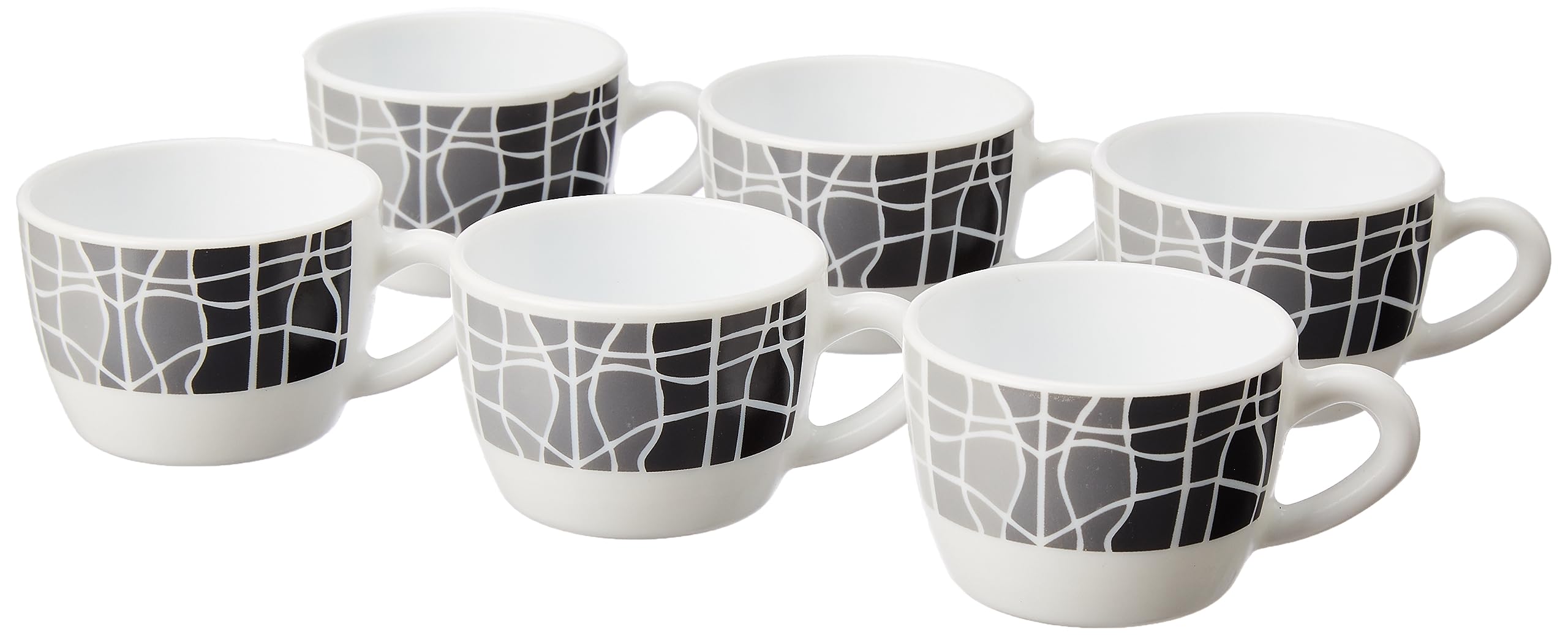 Larah By Borosil Sitara Opalware Cup Set Of 6 Pcs | Tea/Coffee Cups 140 Ml | Microwave & Dishwasher Safe | Bone-Ash Free | Crock