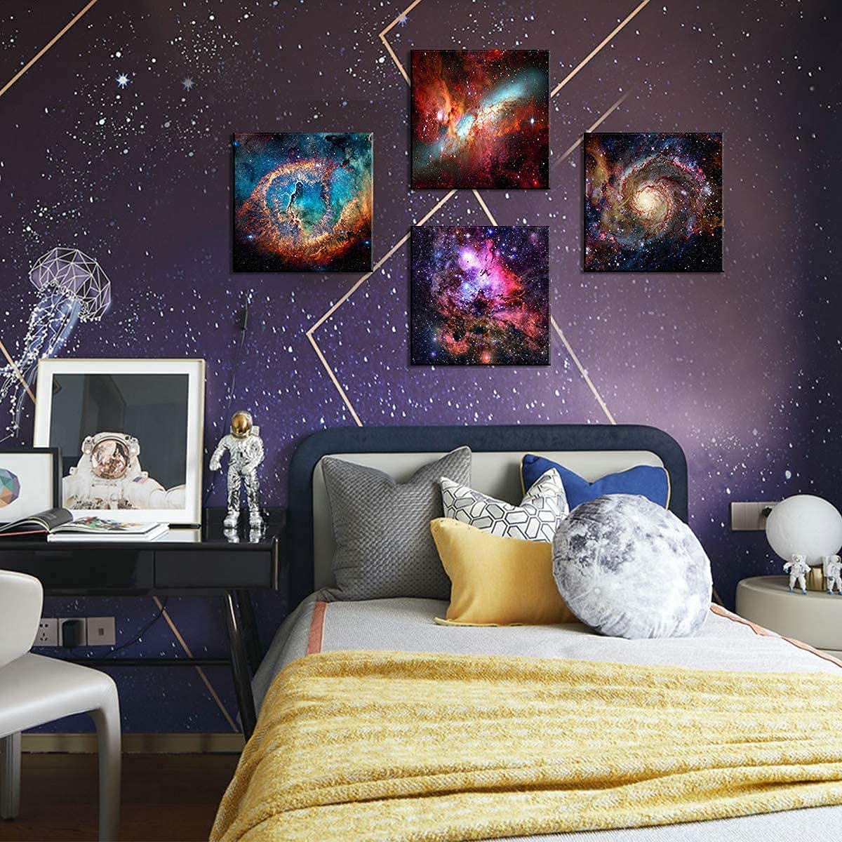 Space Decor For Boys Room Galaxy Canvas Pictures Nebula Wall Art Kids Bedroom Outer Space Room Decor Interstellar Posters Astron