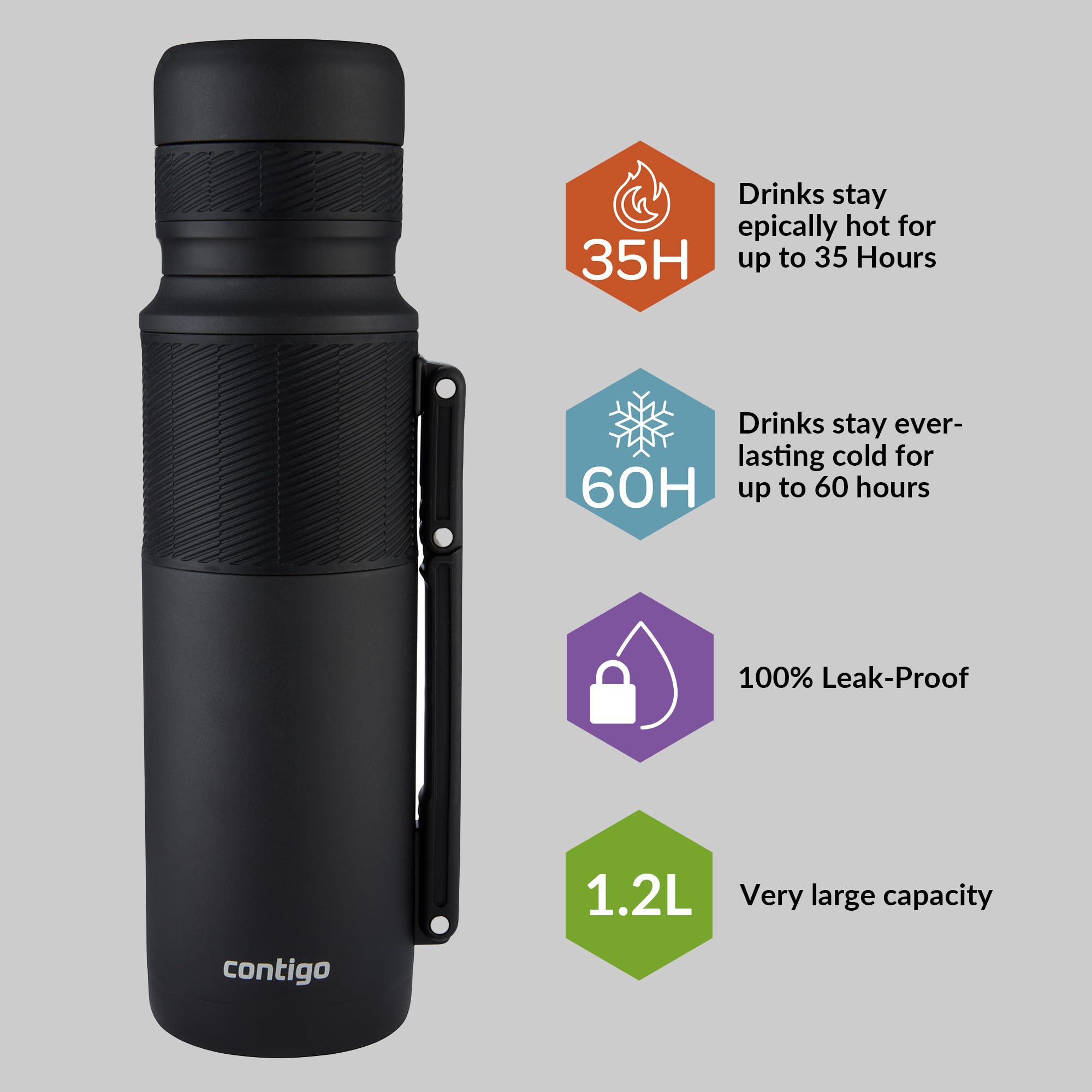 Contigo Thermal Bottle Thermalock  Vacuum Insulated Travel Flask  Thermos Flask for Hot Drinks  36h hot  60h cold  Leakproof Coffee Tea Bottle  Stainless Steel Travel Mug