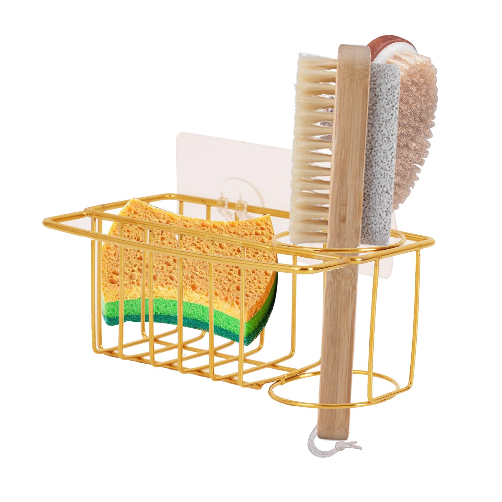 Blueden 3-In-1 Adhesive Sink Caddy Kitchen Sink Organizer,Stainless Steel Sponge And Brush Holder For Kitchen Sink,Suitable For