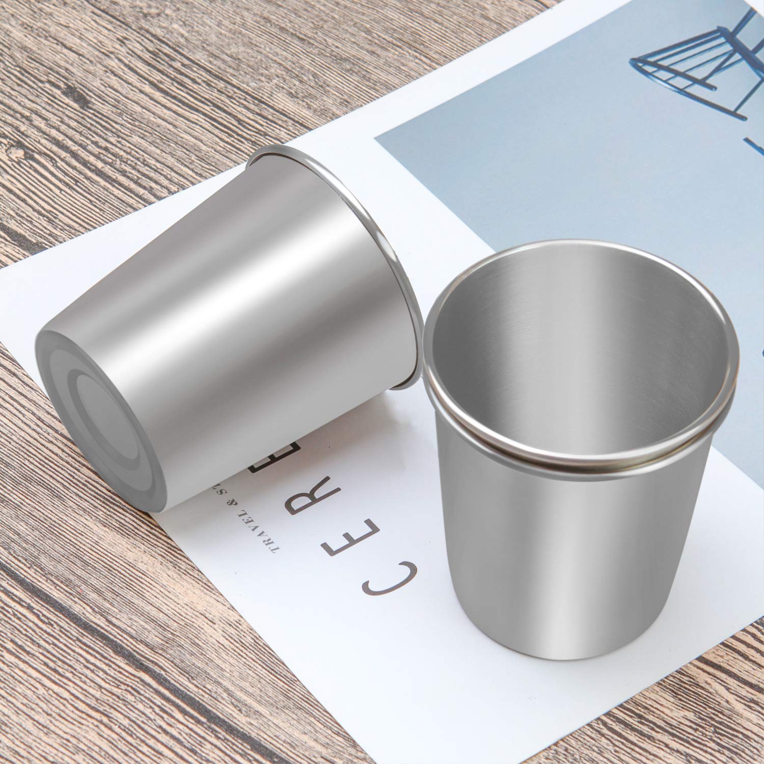 Ruisita 6 Pack 20 Oz Stainless Steel Cups Metal Shatterproof Stackable Pint Drinking Cups For Adults Or Kids (20 Oz/600 Ml)