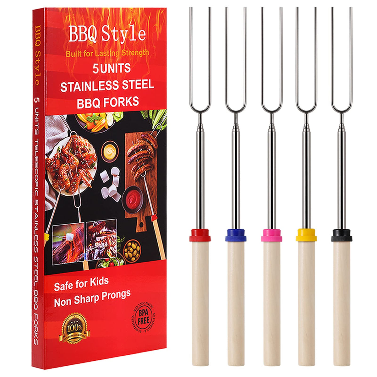 Marshmallow Roasting Sticks, Telescoping Smores Sticks For Open Fire Pit, 32 Inch Long Marshmallow Toasting Barbecue Forks Bbq S