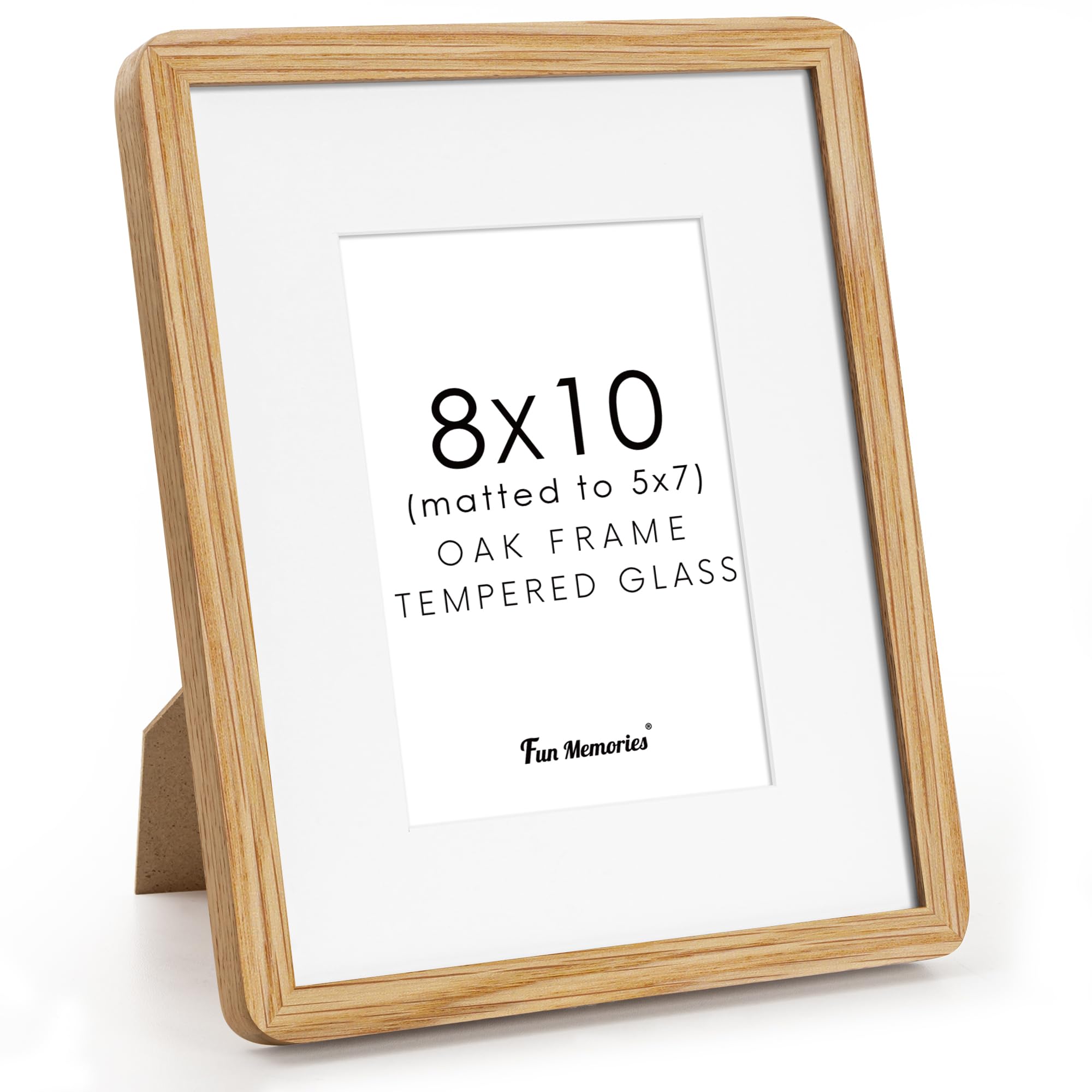 8x10 Picture Frame, Rustic 8 by 10 Photo Frame for Wall & Tabletop Display - Solid Oak Wood & Tempered Glass, 8x10 Picture Frame