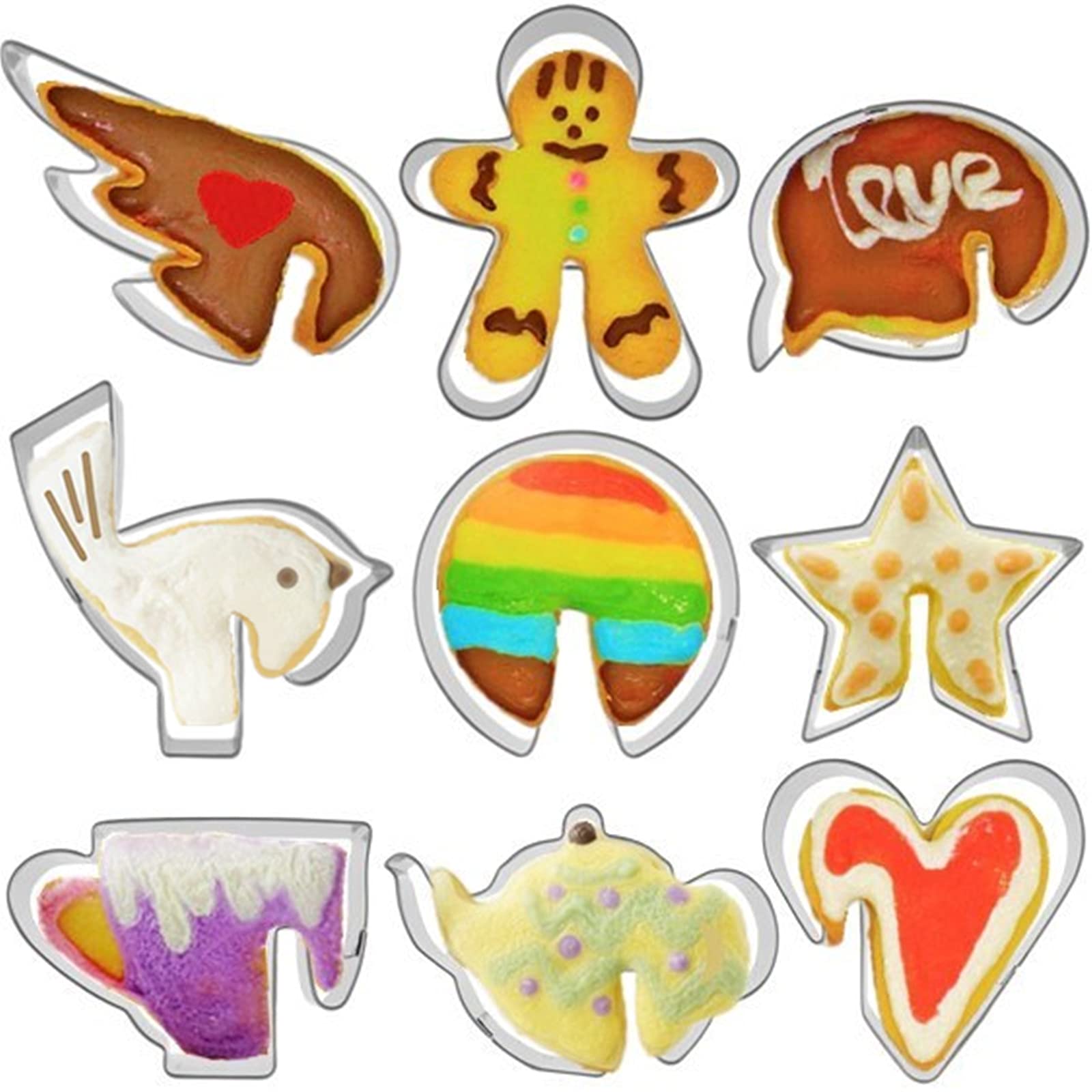 Cup Edge Hanging Cookie Cutters Set Of 9 Pcs, Stainless Steel Mini Cup Hanging Series Fondant Cutter Coffee Mugs D  Cor Molds Ba