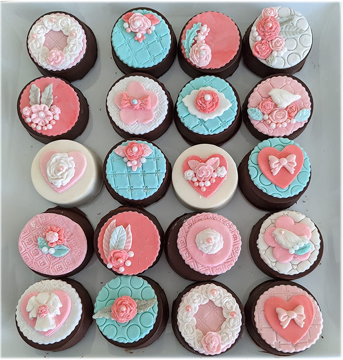 Vpqnee 7 Pieces Flower Fondant Mold Set, Mini Flowers Silicone Chocolate Candy Molds For Cake, Cupcake Decorating, Cake Pops, Po