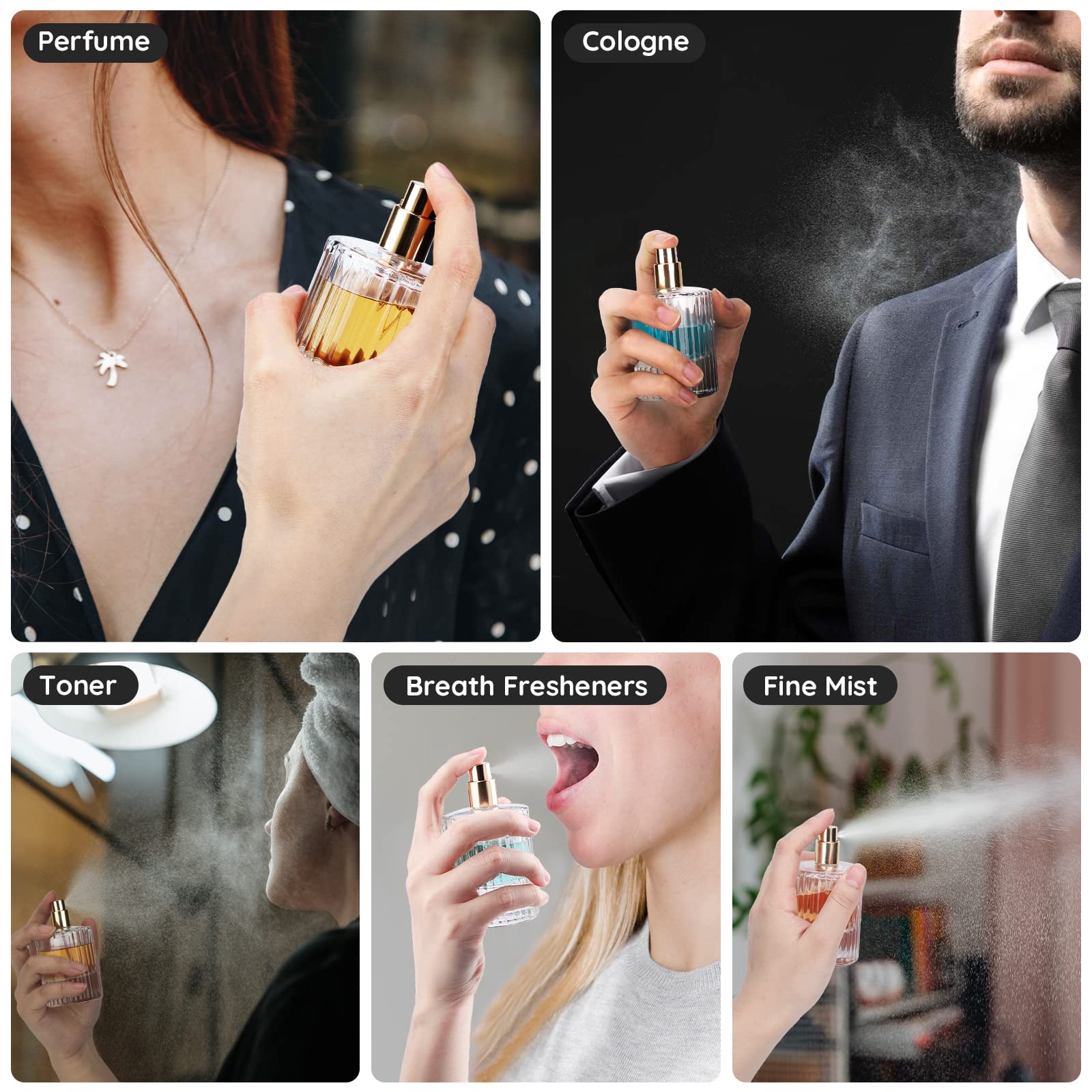 Segbeauty Vintage Perfume Bottles, 2 Packs 50Ml Glass Cologne Refillable Perfume Bottle Atomizer Travel, Empty Clear Perfume Spr