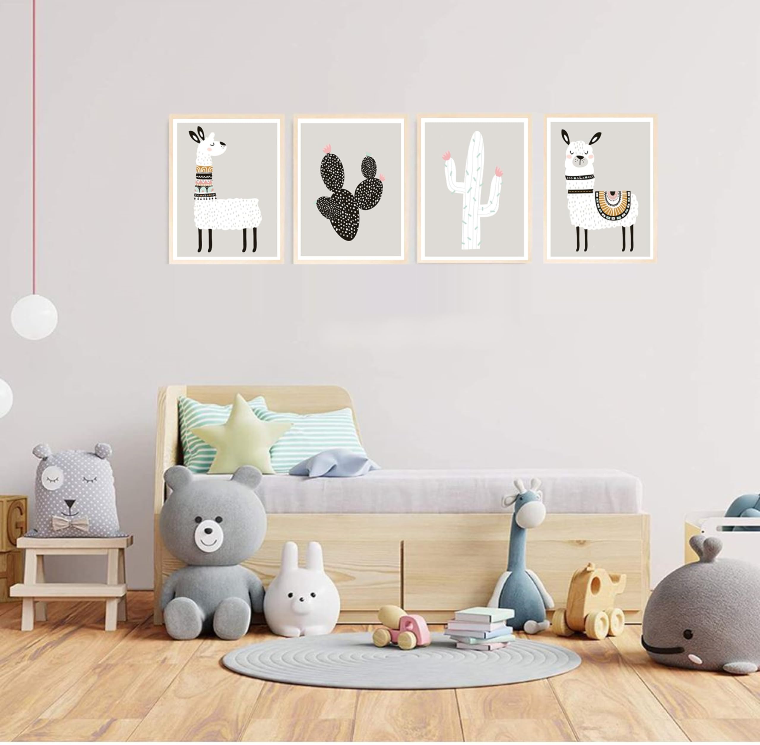 Llama Wall Decor Art Posters - Set Of 4 11 X 14 '' Professional Grade Prints (Llama & Cactus) For Gifts, Baby Room, Boy Or Girl