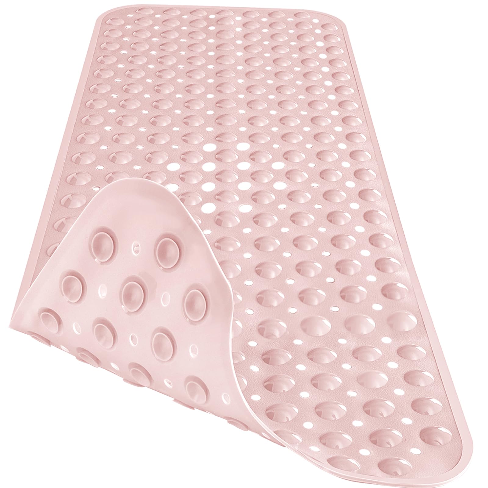 Naoloture Extra Long Pink Bathtub Mat Non Slip, Soft Bath Mat For Tub 40 X 16 Inch Full Size, Bath Tub Shower Mats For Bathroom