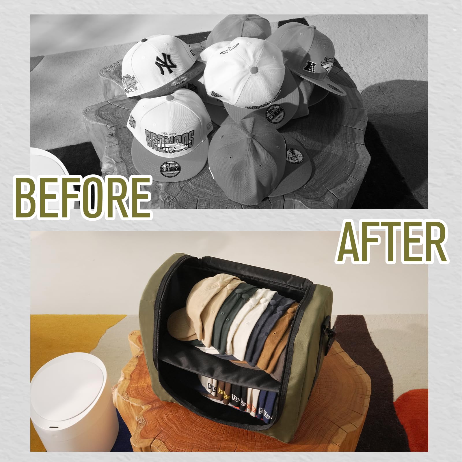 Scavata Large Hat Bag For Baseball Caps, Hat Organizer Bag For Traveling & Storing Snapback Cap, Portable Hat Carrier Holder Cas