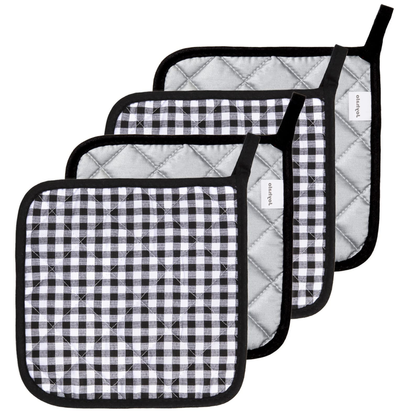 Joyhalo 4 Pack Buffalo Plaid Christmas Pot Holders For Kitchen Heat Resistant Pot Holders Sets Oven Hot Pads For Cooking Baking,