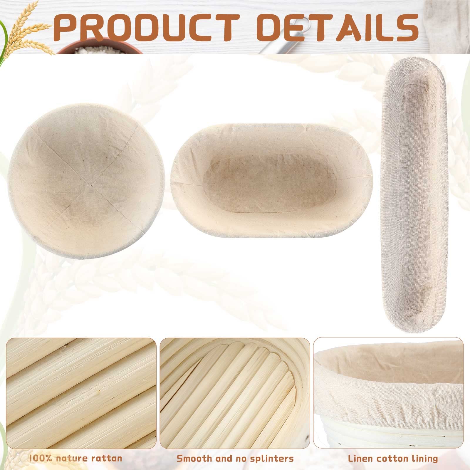 Gerrii 3 Packs Bread Banneton Proofing Basket 9 Inch Round And 10 Inch Oval And 15 Inch Oval Cane Sourdough Baskets Bread Baking