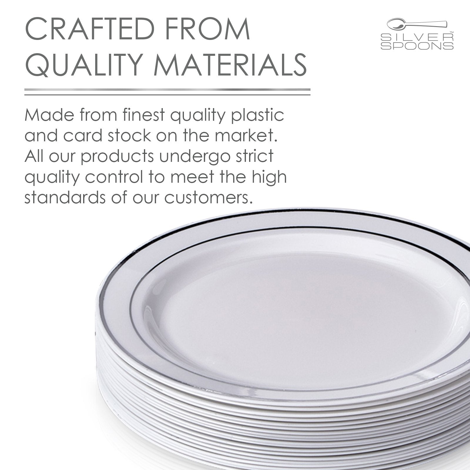 Silver Spoons DISPOSABLE DINNERWARE SET  10 Salad Plates (Silver Glare  7.5')
