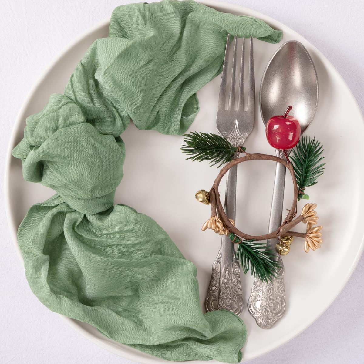 Mlmc St. Patrick'S Day Cheese Cloth Napkins Set Of 10 Sage Green Napkins Gauze Cheesecloth Napkins 21''X21'' Rustic Reusable Nap