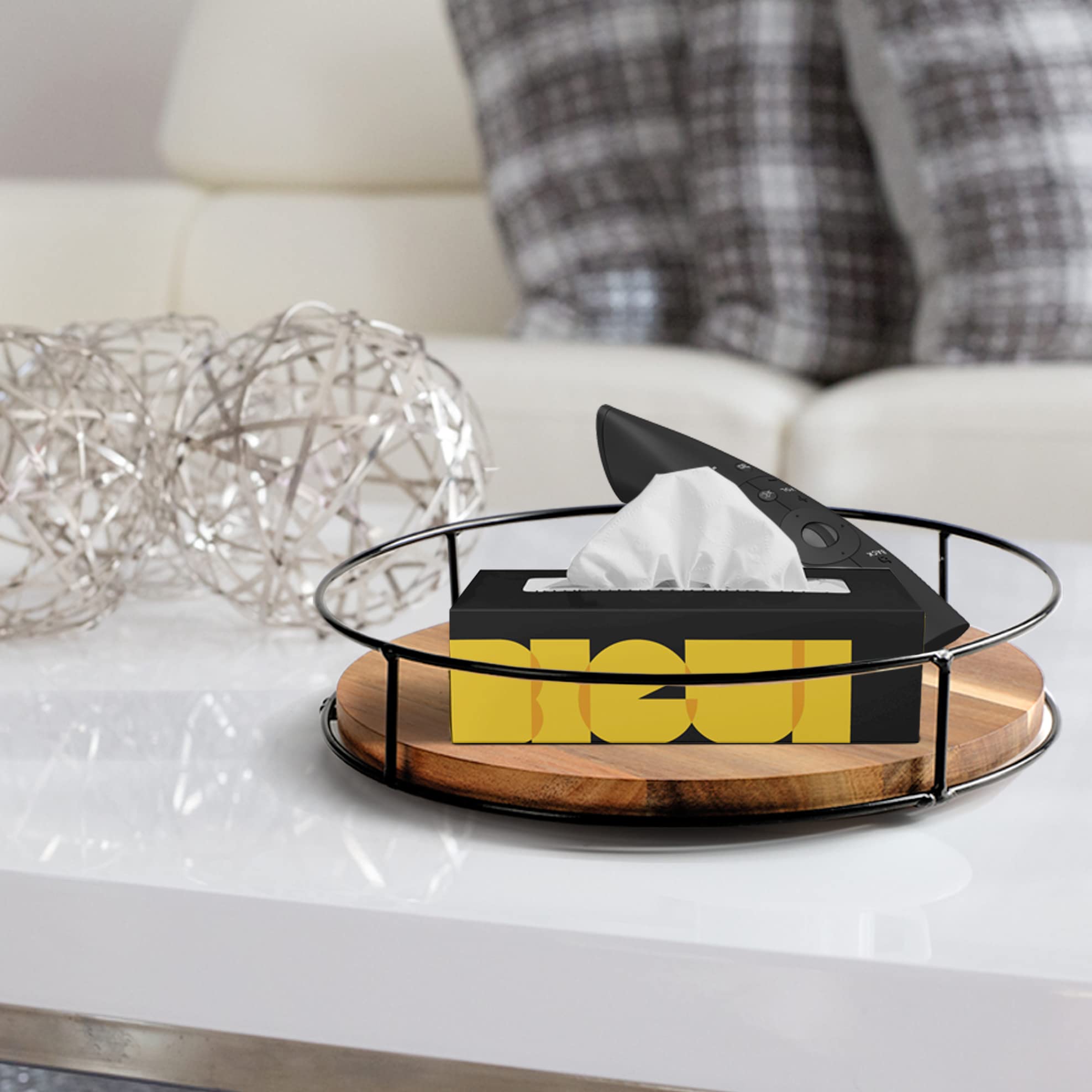 [ 2 Pack ] 11 '' & 12 '' Acacia Wood Lazy Susan Organizers With Steel Sides, Lazy Susan Turntable For Cabinet, Kitchen Turntable