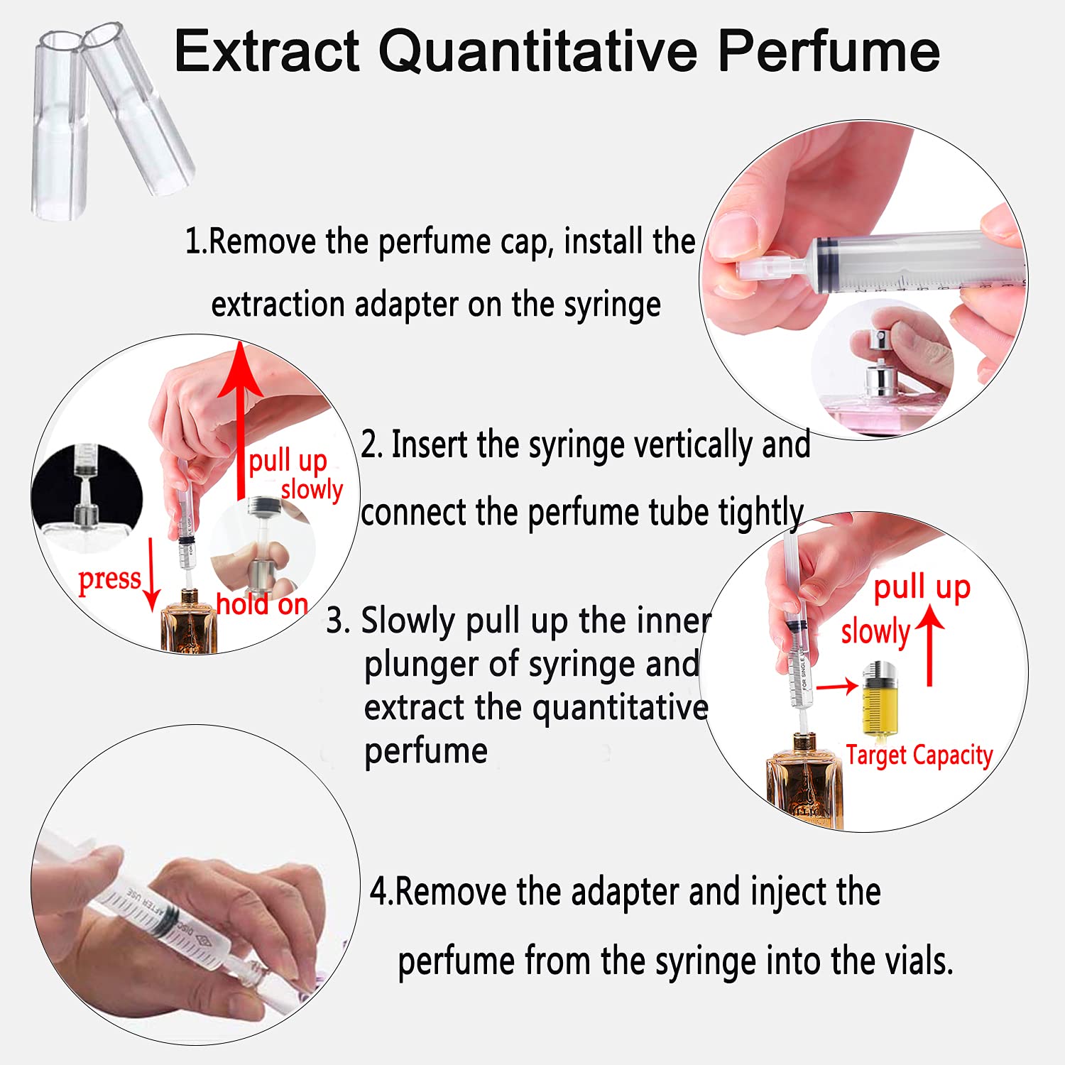 Mub 10Ml Perfume Dispenser Pump Perfume Extraction Plastic Adapter Syringe Pump For Travel Refillable Perfume Atomizer Spray Bot