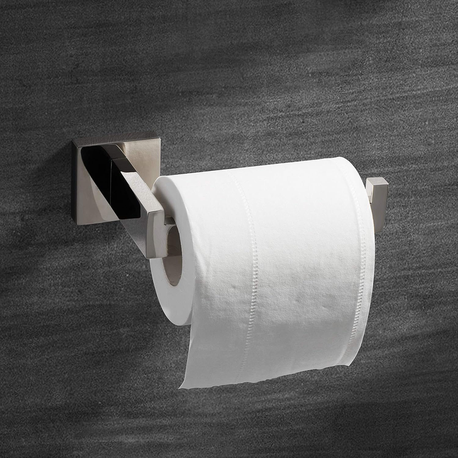 HITSLAM Chrome Toilet Paper Holder Wall Mount Square Silver 304 Stainless Steel Toilet Paper Roll Holder for Bathroom Rustproof