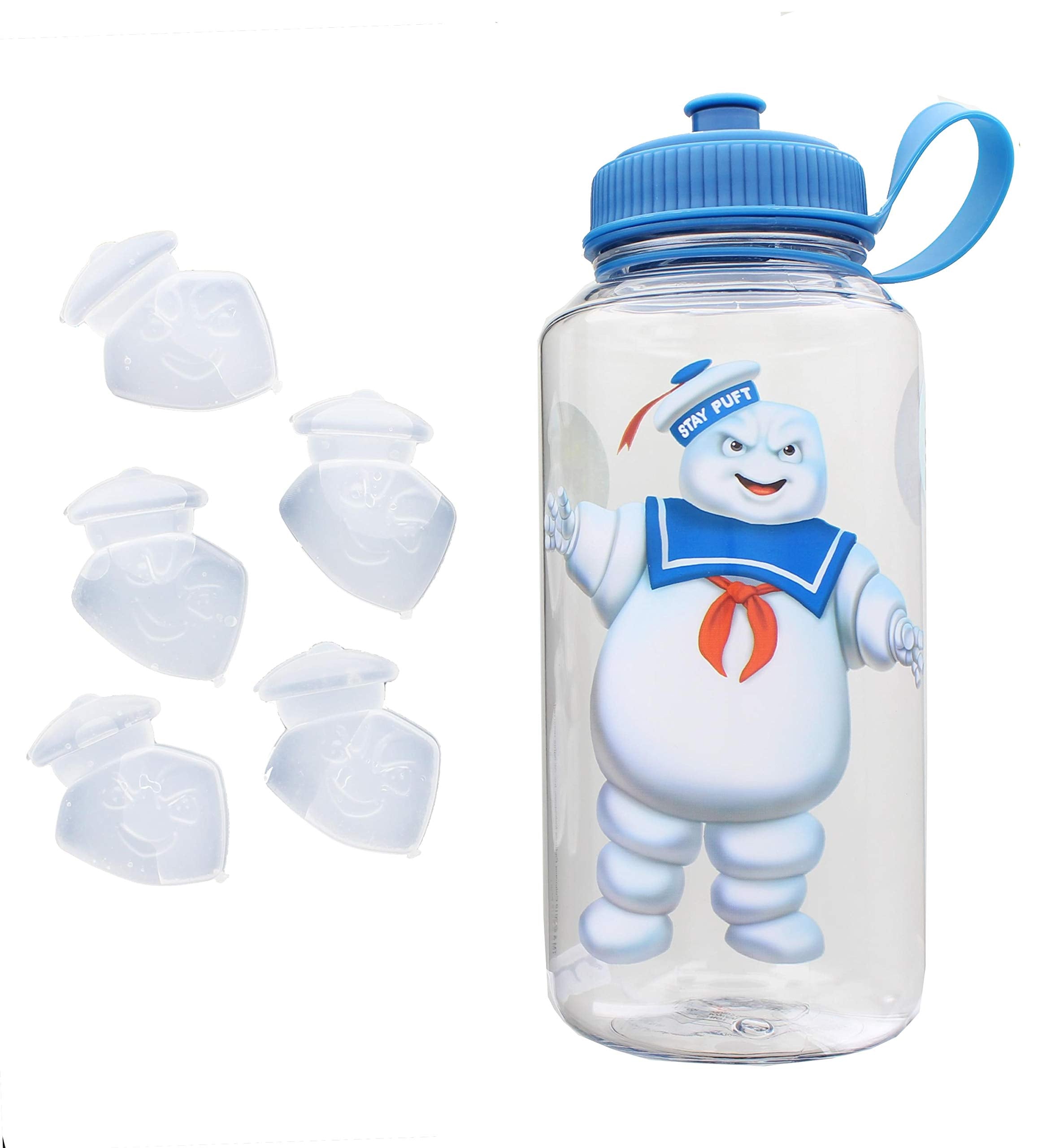 Ghostbusters Stay Puft 32Oz Plastic Water Bottle W/ Ice Cube Molds