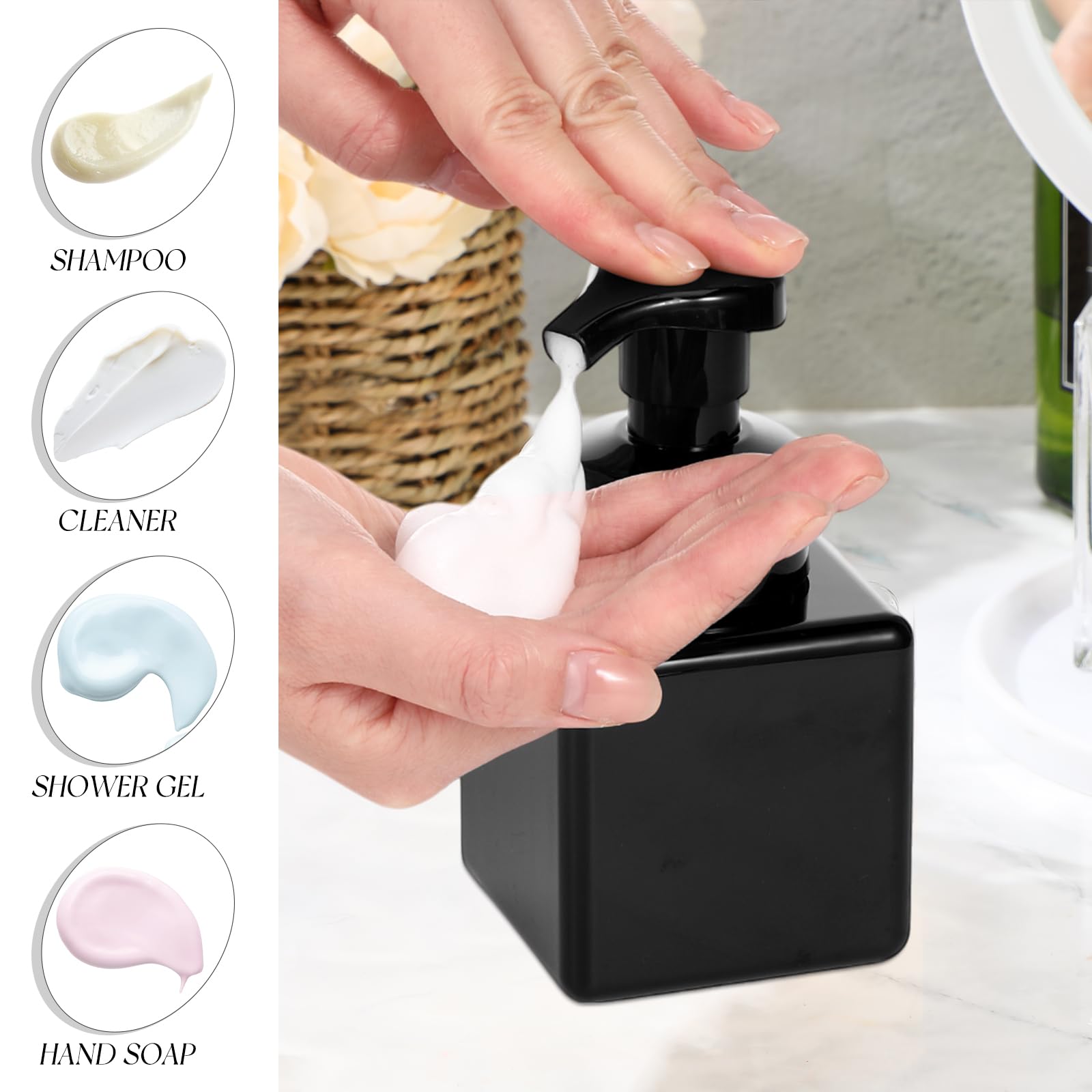 Domensi 12 Pcs Foam Pump Bottle Foaming Soap Dispenser Empty Travel Foaming Dispenser 8.5 Oz Refillable Hand Soap Plastic Pump B