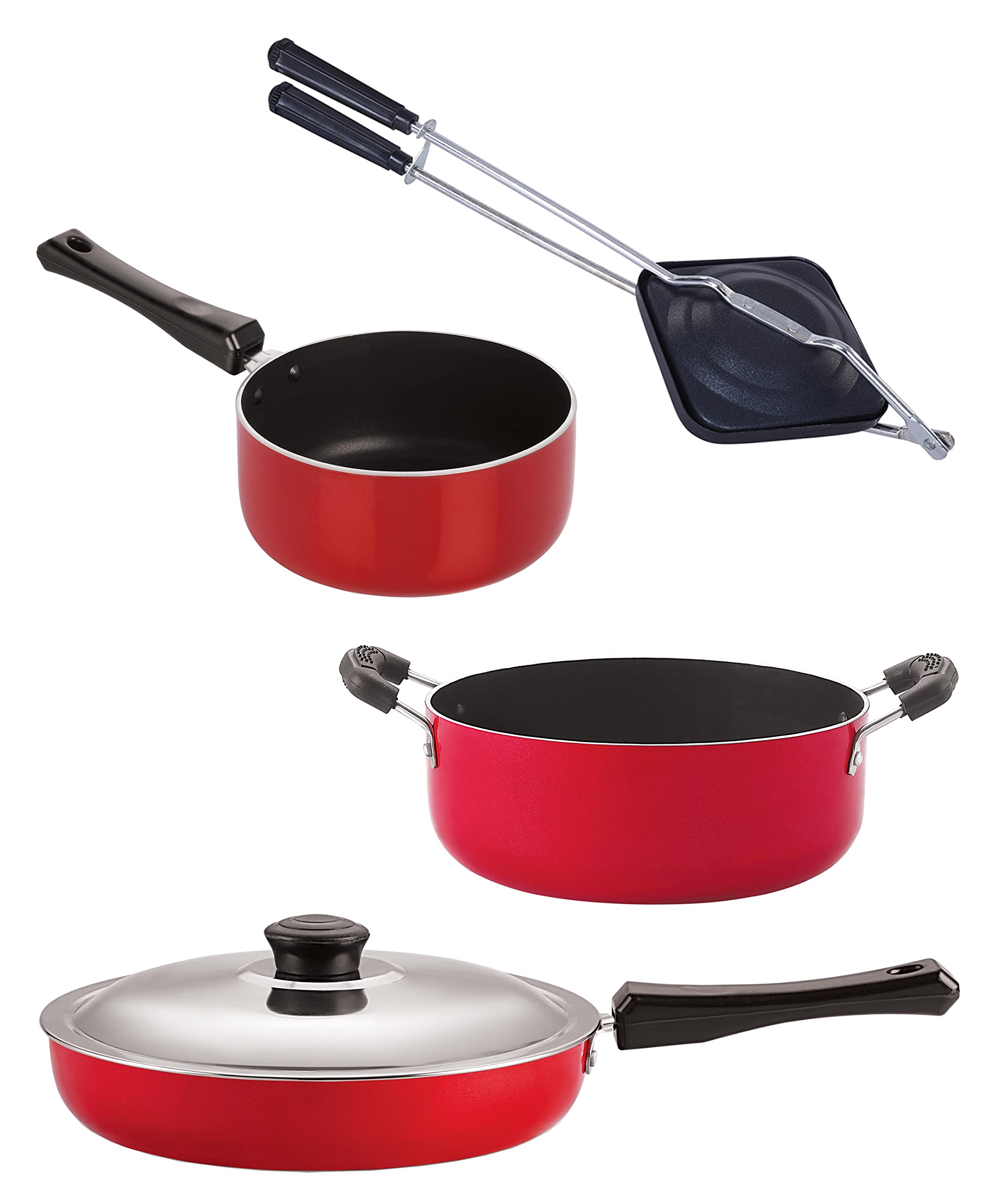 Nirlon Non Stick Aluminium Cookware Essential Gift Set With Bakelite Handle, 4 Piecesfp11_Sp(M)_Ht_Cs24