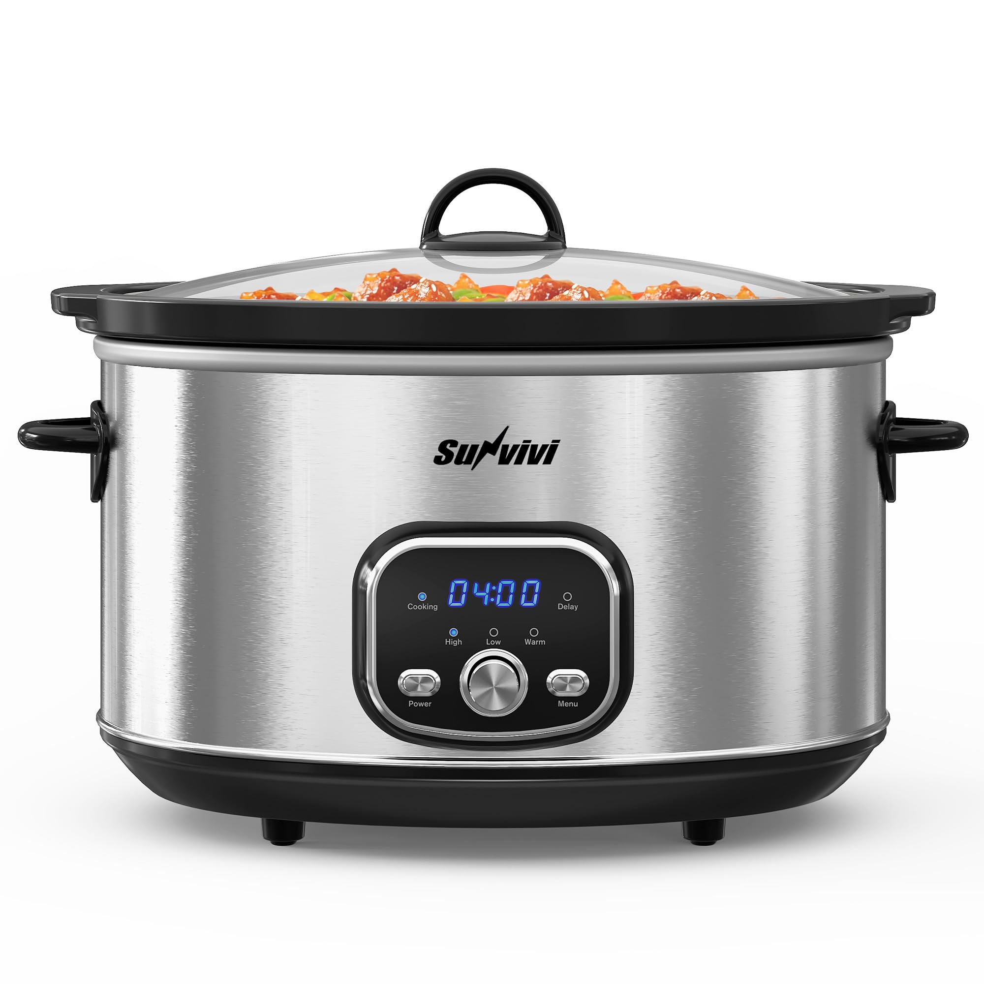 Sunvivi Slow cooker Pot 8.5 QT Programmable Stainless Steel Color : Multi-Cooker Food Warmer with Delay Function, Adjustable Tem